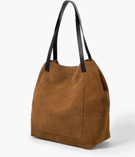 Mango Suede Shopper Bag in Brown (Leather) | Lyst