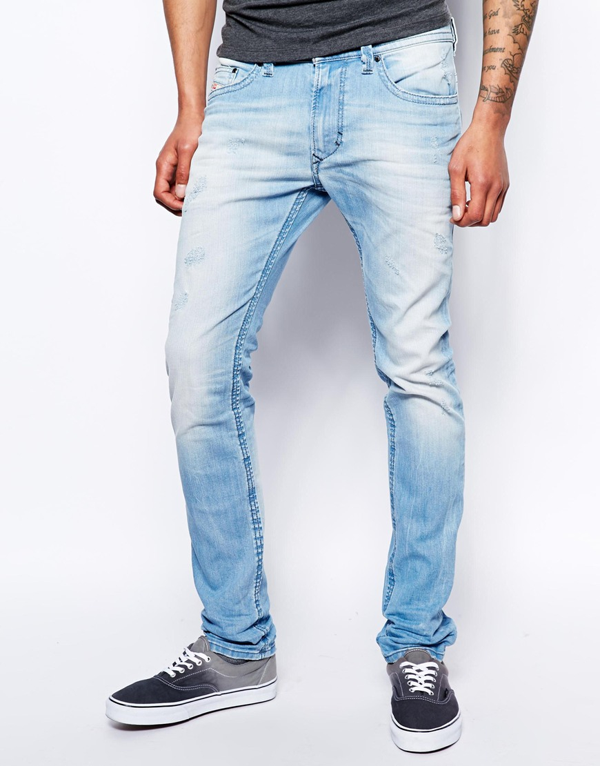Lyst - Diesel Jeans Thavar 831E Slim Fit Bleach Distressed in Blue for Men