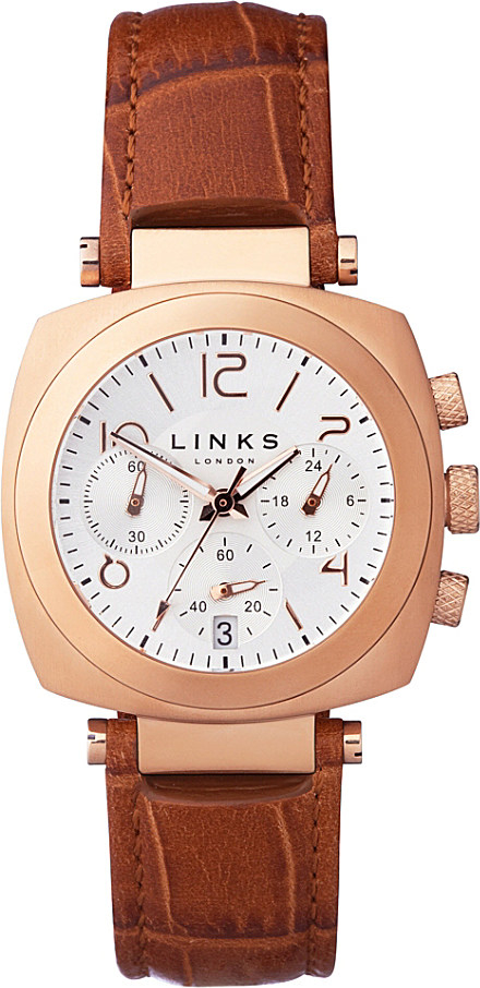 Links Of London Brompton Rose Gold-Plated Leather Chronograph Watch ...