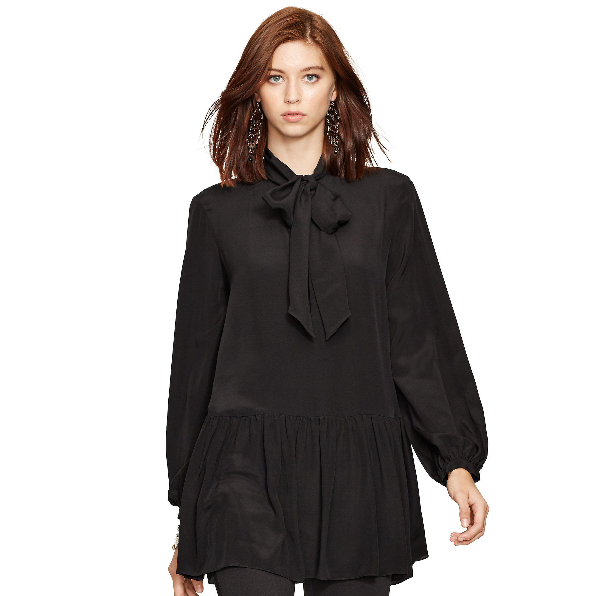 Lyst - Polo Ralph Lauren Silk Ascot-collar Shirt in Black