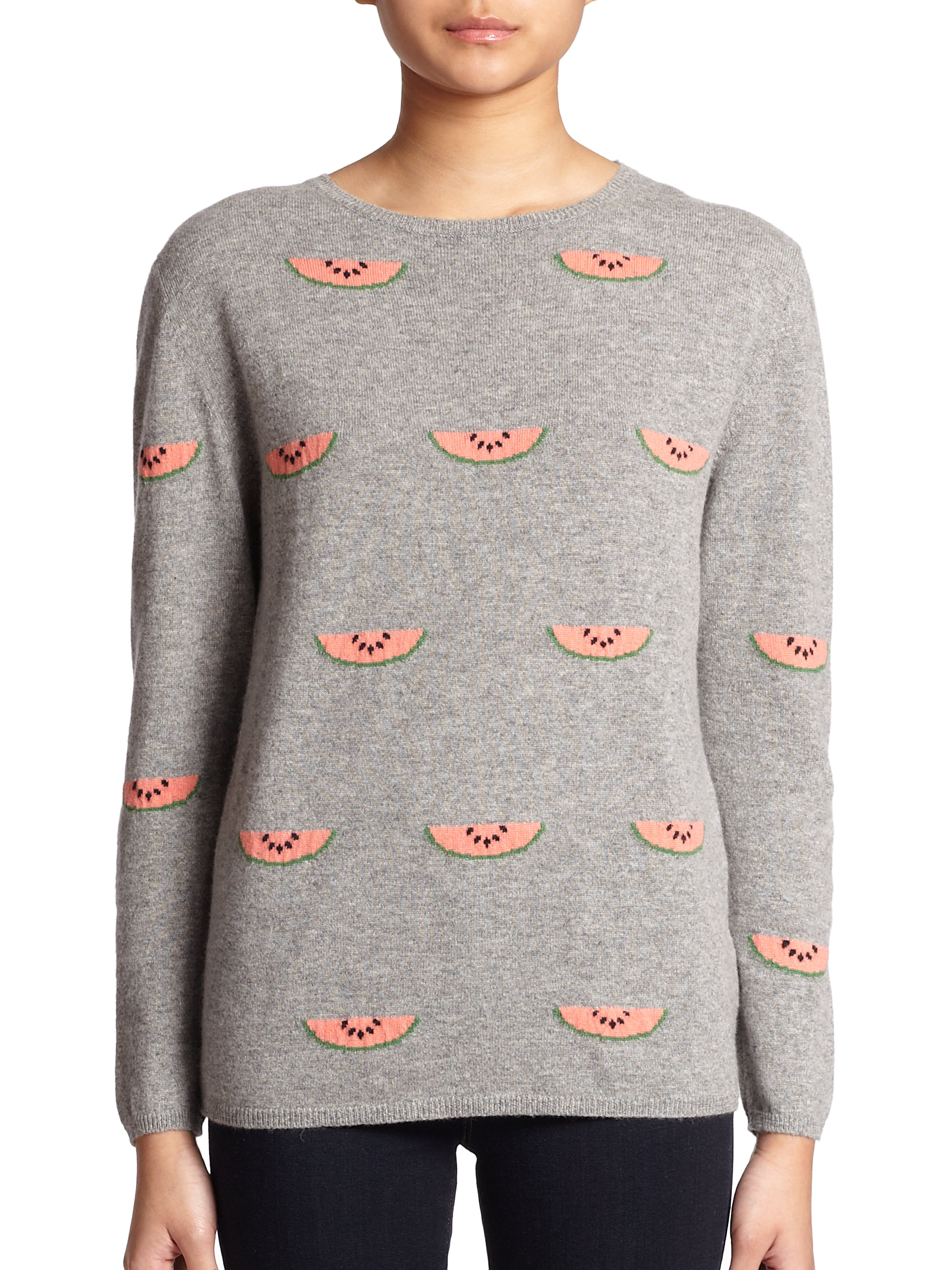 Chinti & parker Grey Cashmere Watermelon Jumper in Gray | Lyst