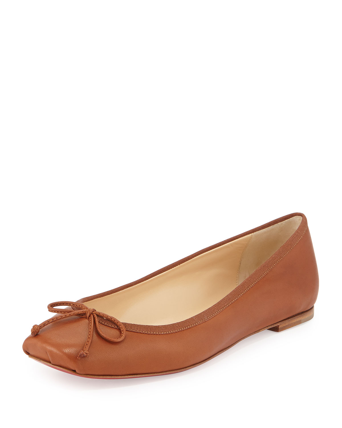 christian louboutin orange leather ballet flats  