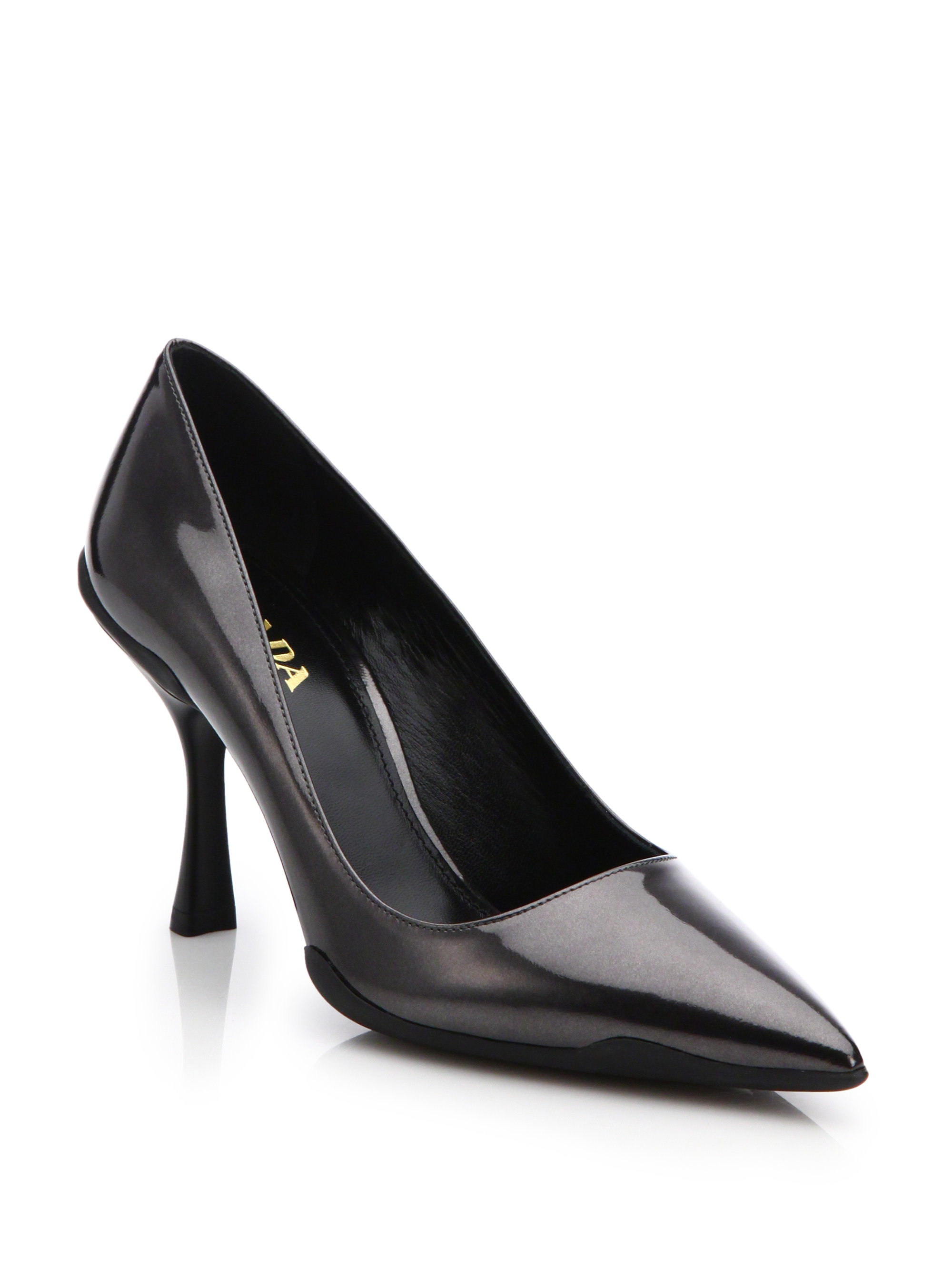 grey leather pumps