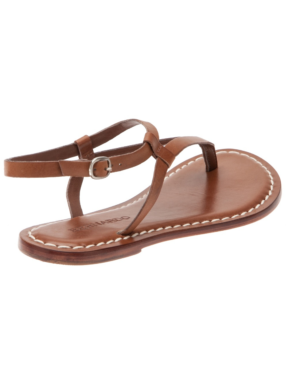 Bernardo Thong Strap Flat Sandal in Brown | Lyst
