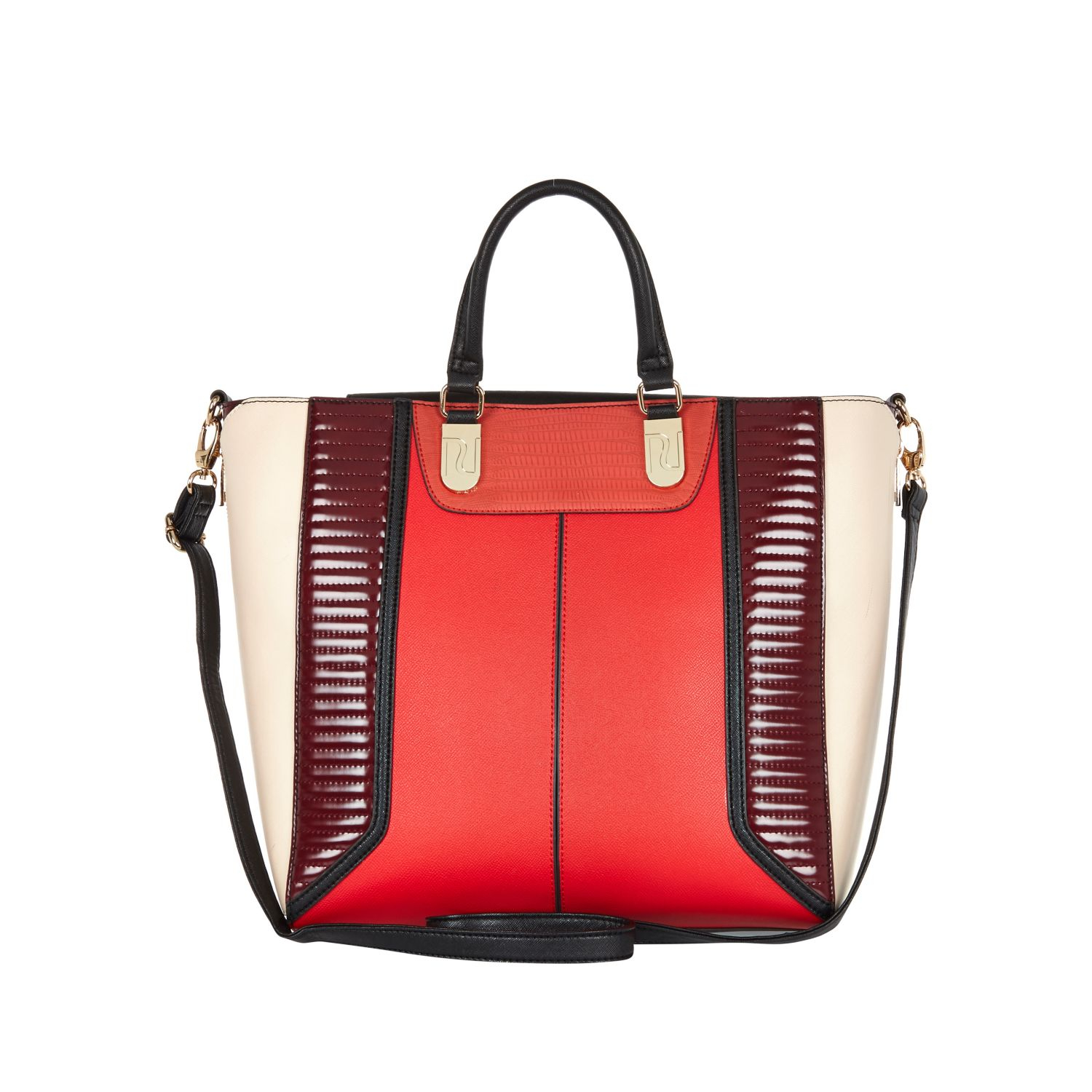 River Island Red Quilted Panel Tote Bag in Red | Lyst