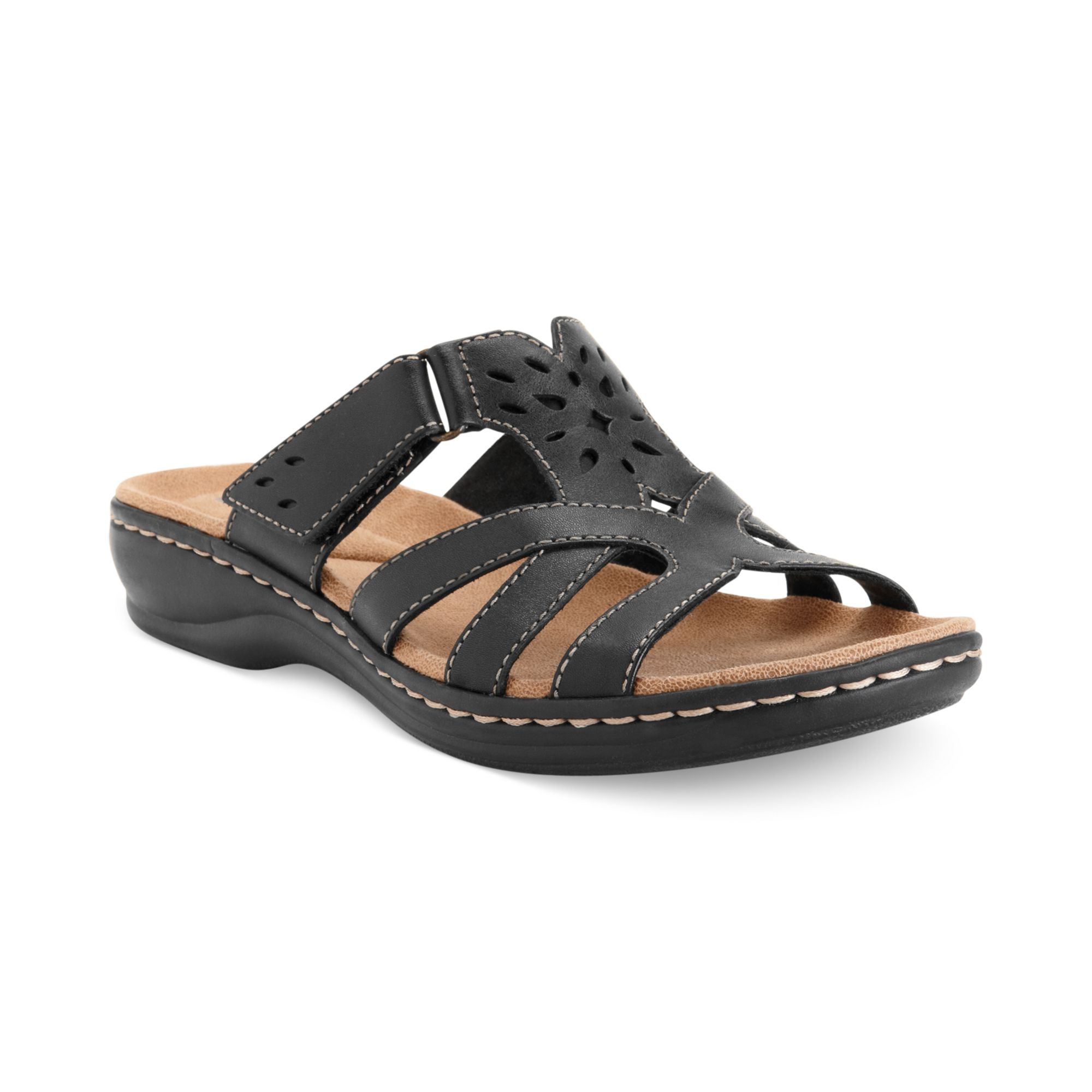 Clarks Womens Shoes Leisa Plum Sandals in Black | Lyst