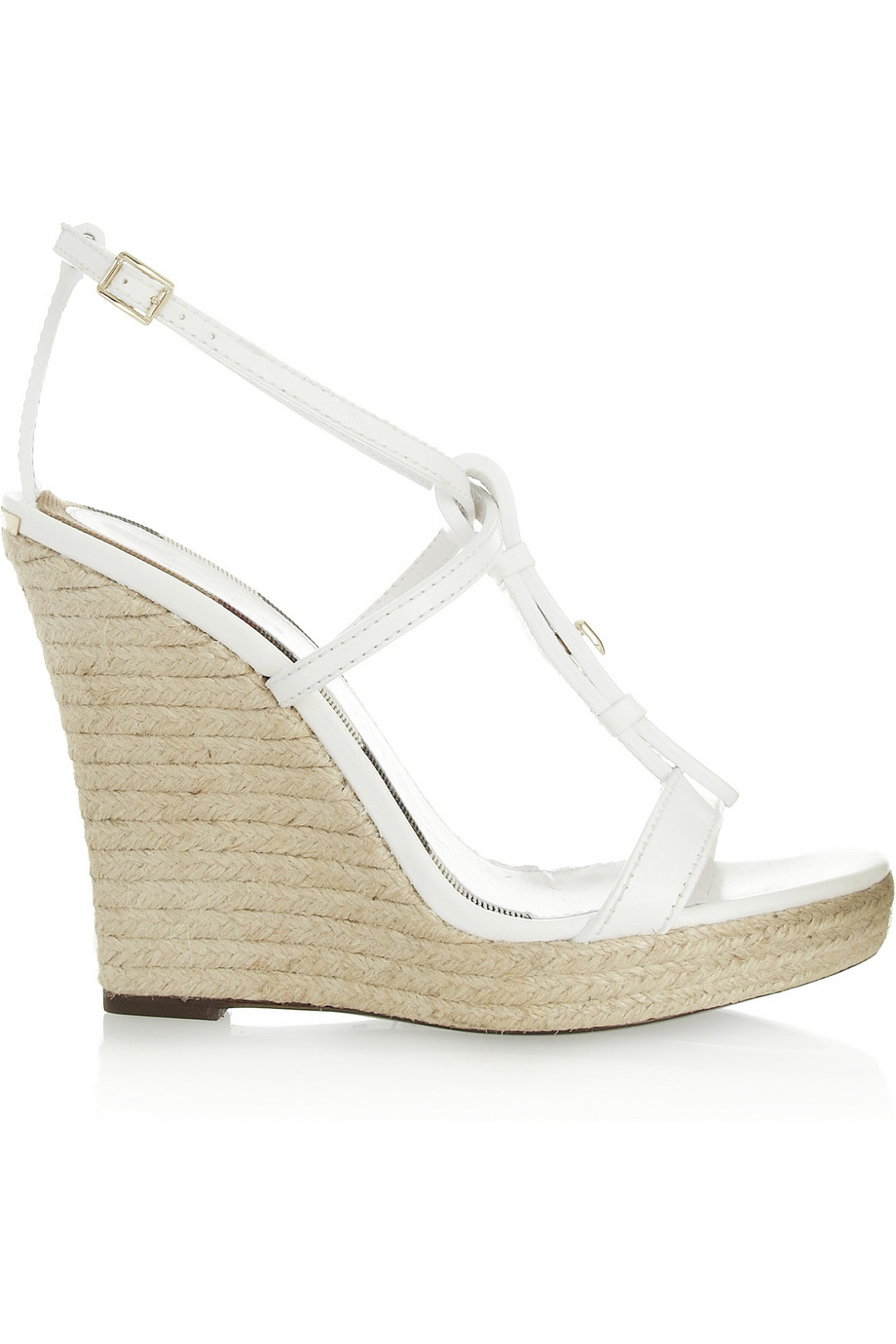 Lyst - Burberry Leather Wedge Espadrilles in White