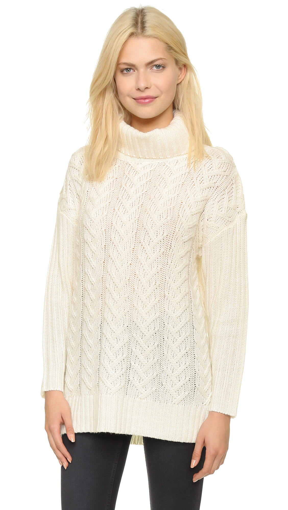 Lyst - Glamorous Cable Knit Turtleneck Sweater - Cream in Natural
