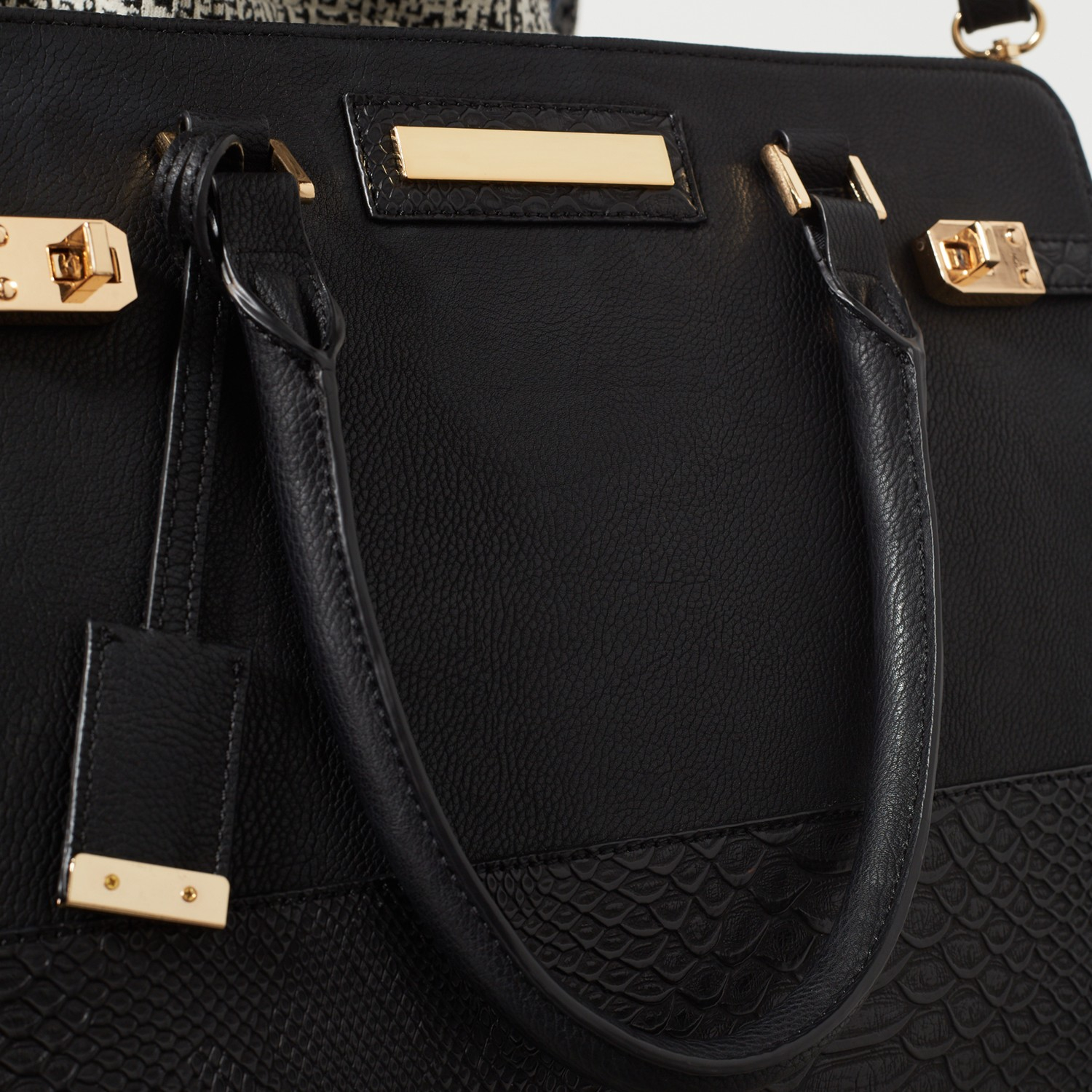 Miss Selfridge Twist Lock Tote Bag In Black Lyst Gallery