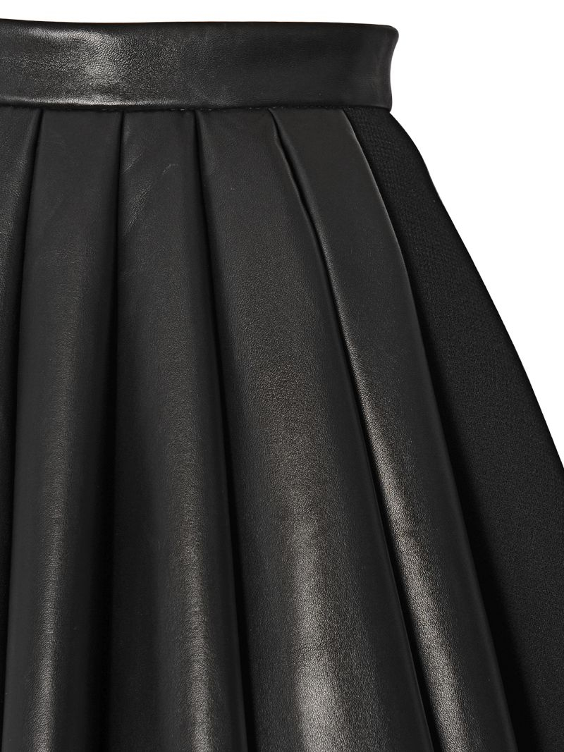 David koma Pleated Nappa Leather Wool Crepe Skirt in Black | Lyst