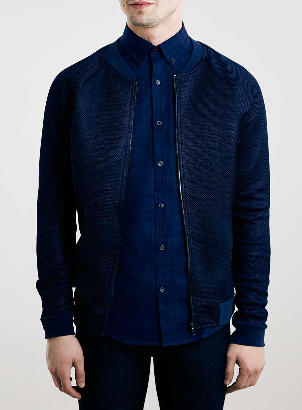 Topman Navy Mesh Bomber Jacket in Blue for Men Lyst