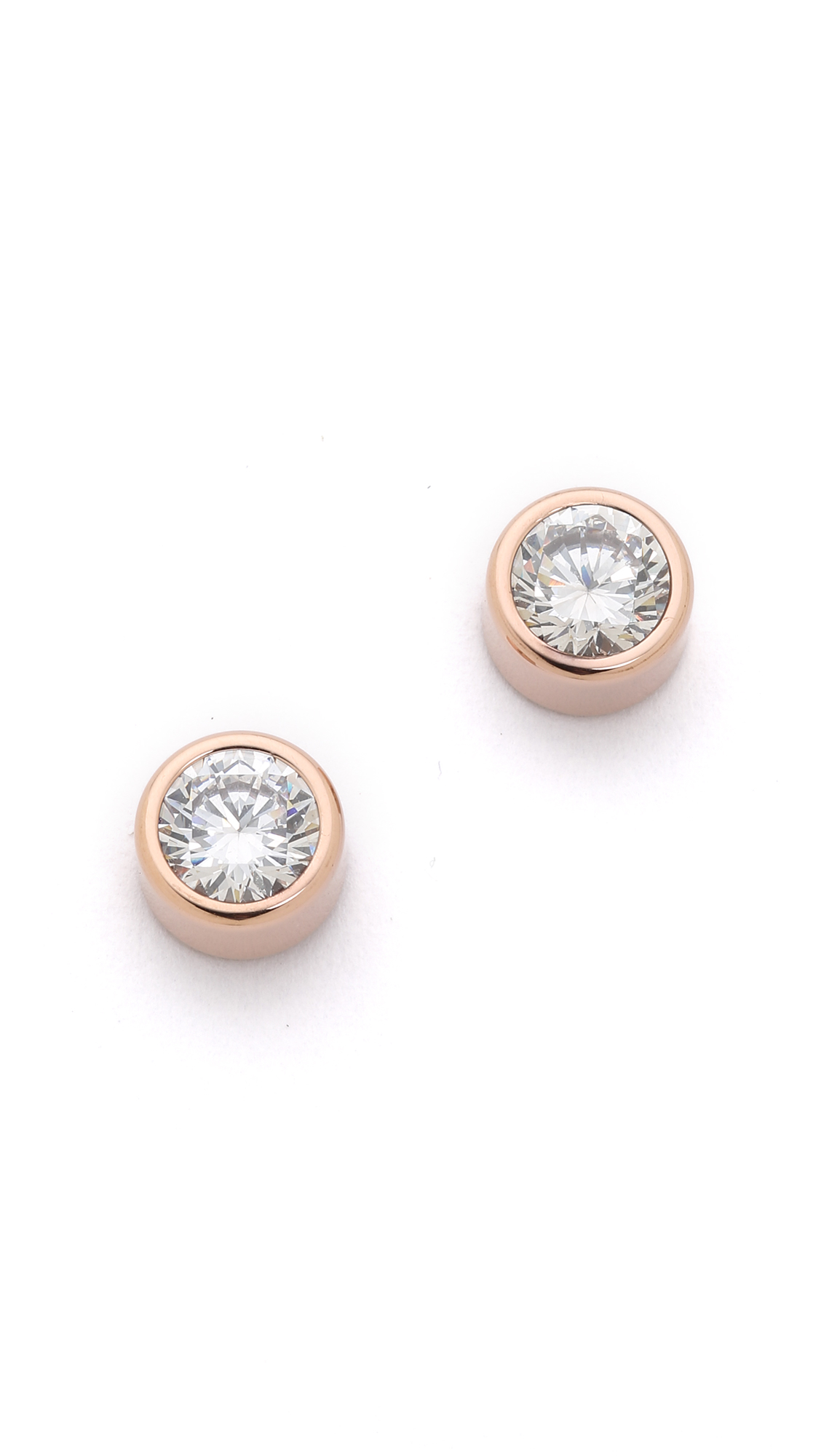 Michael Kors Park Avenue Cut Stud Earrings - Rose Gold/clear in Pink - Lyst