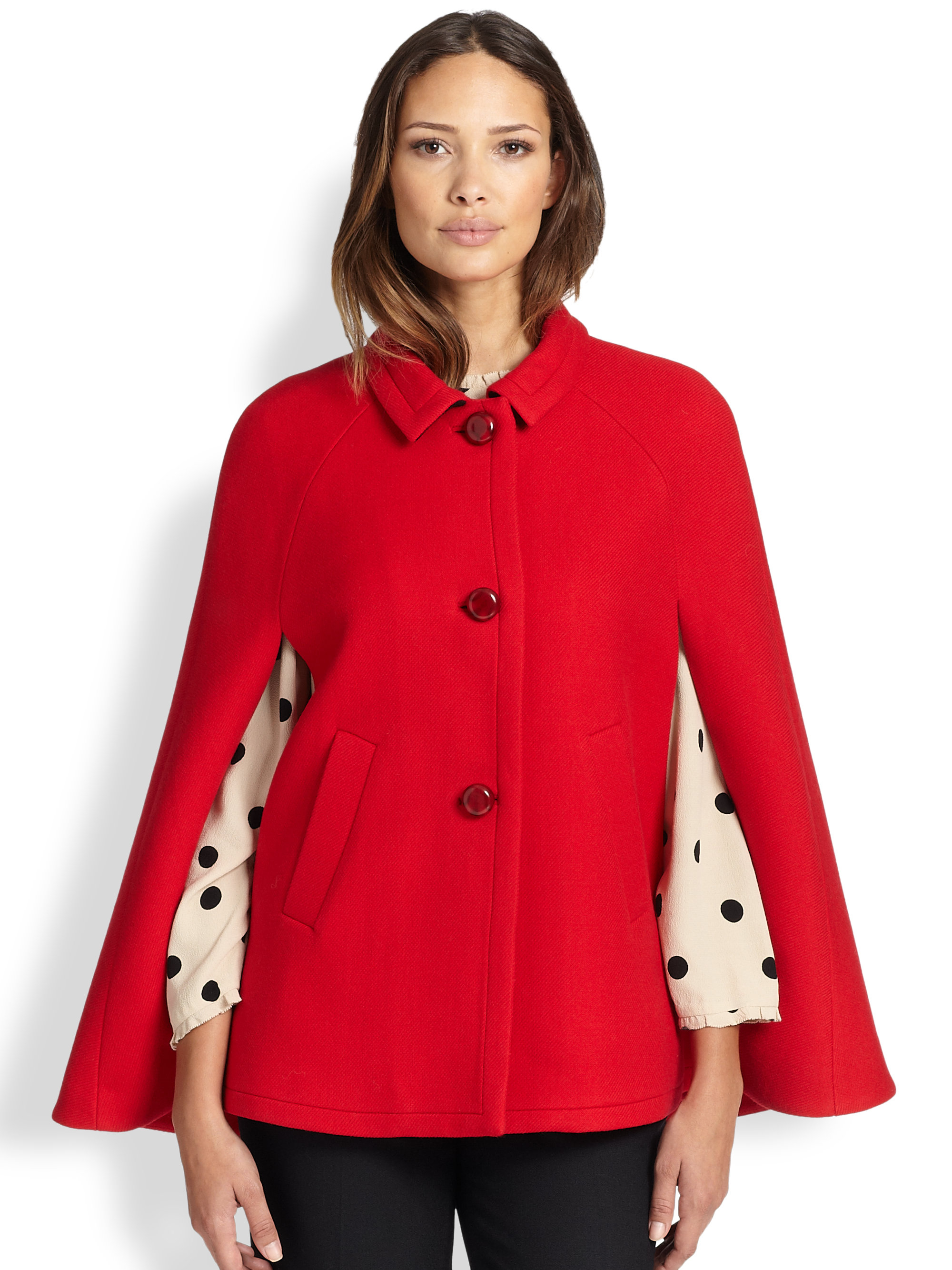 Lyst - Kate Spade New York Wool Capelet in Red