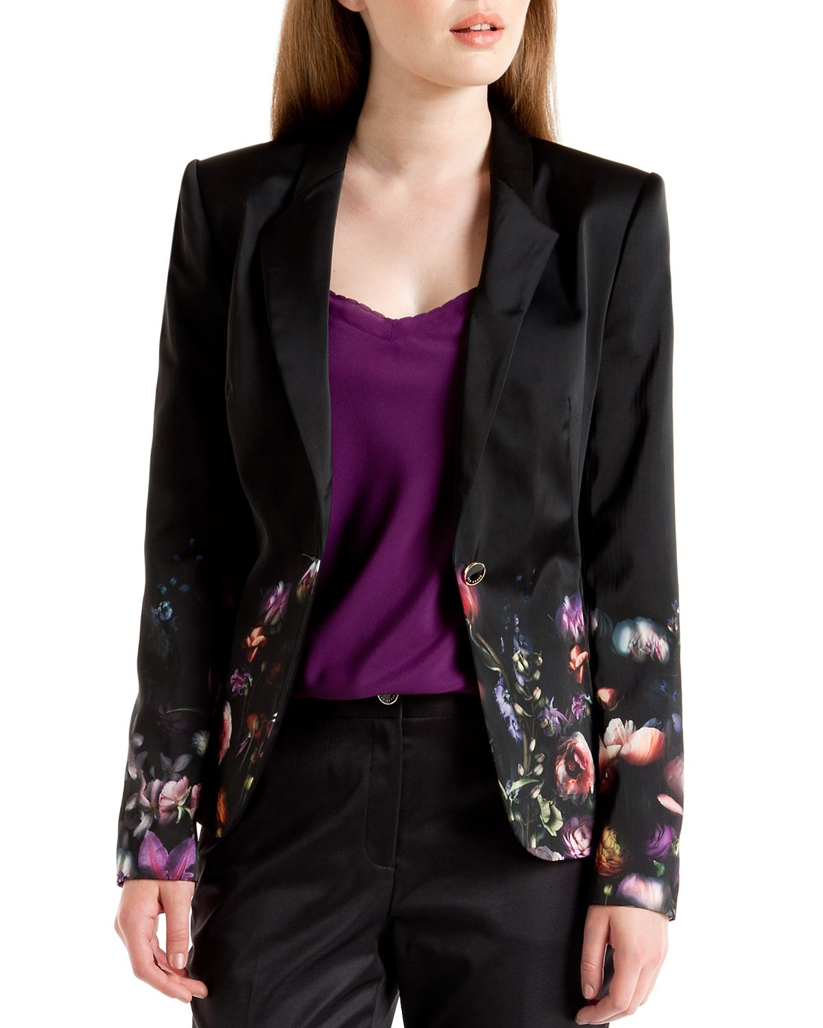 Lyst Ted Baker Timila Floral Printed Jacket in Black