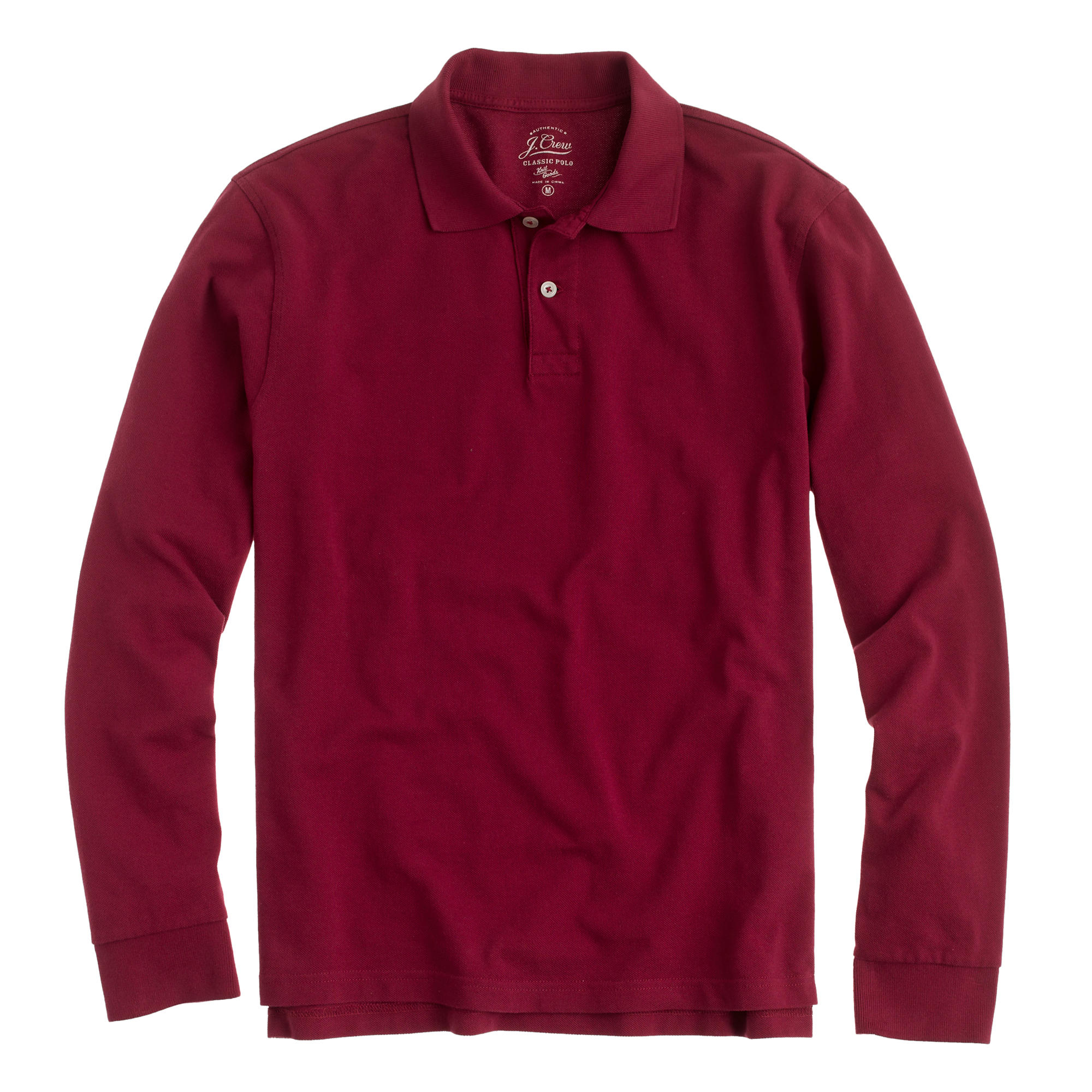 J.crew Slim Long-sleeve Classic Piqué Polo Shirt in Red for Men | Lyst