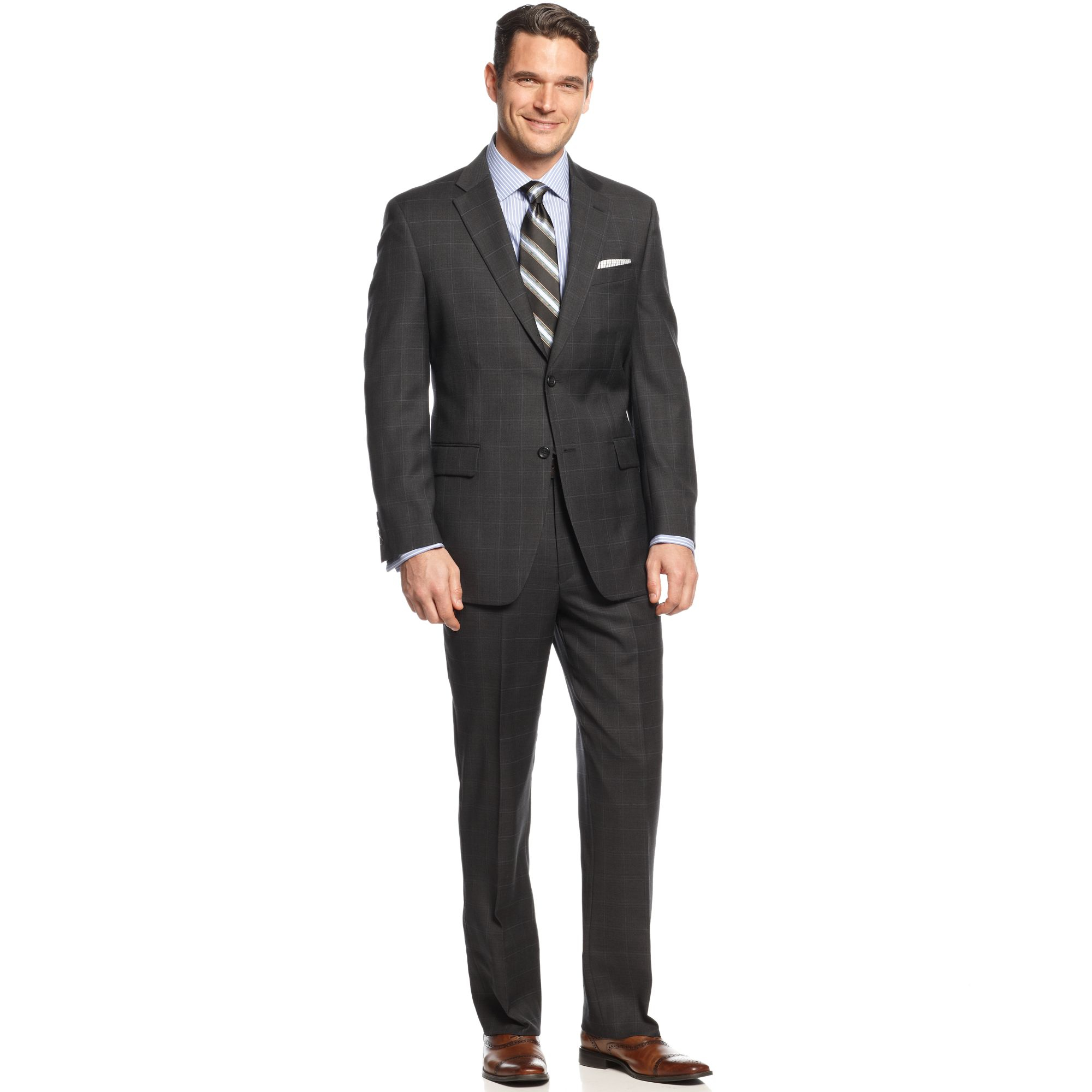 Men's Suits Jones New York / Jones New York Charcoal Pinstripe Suit ...
