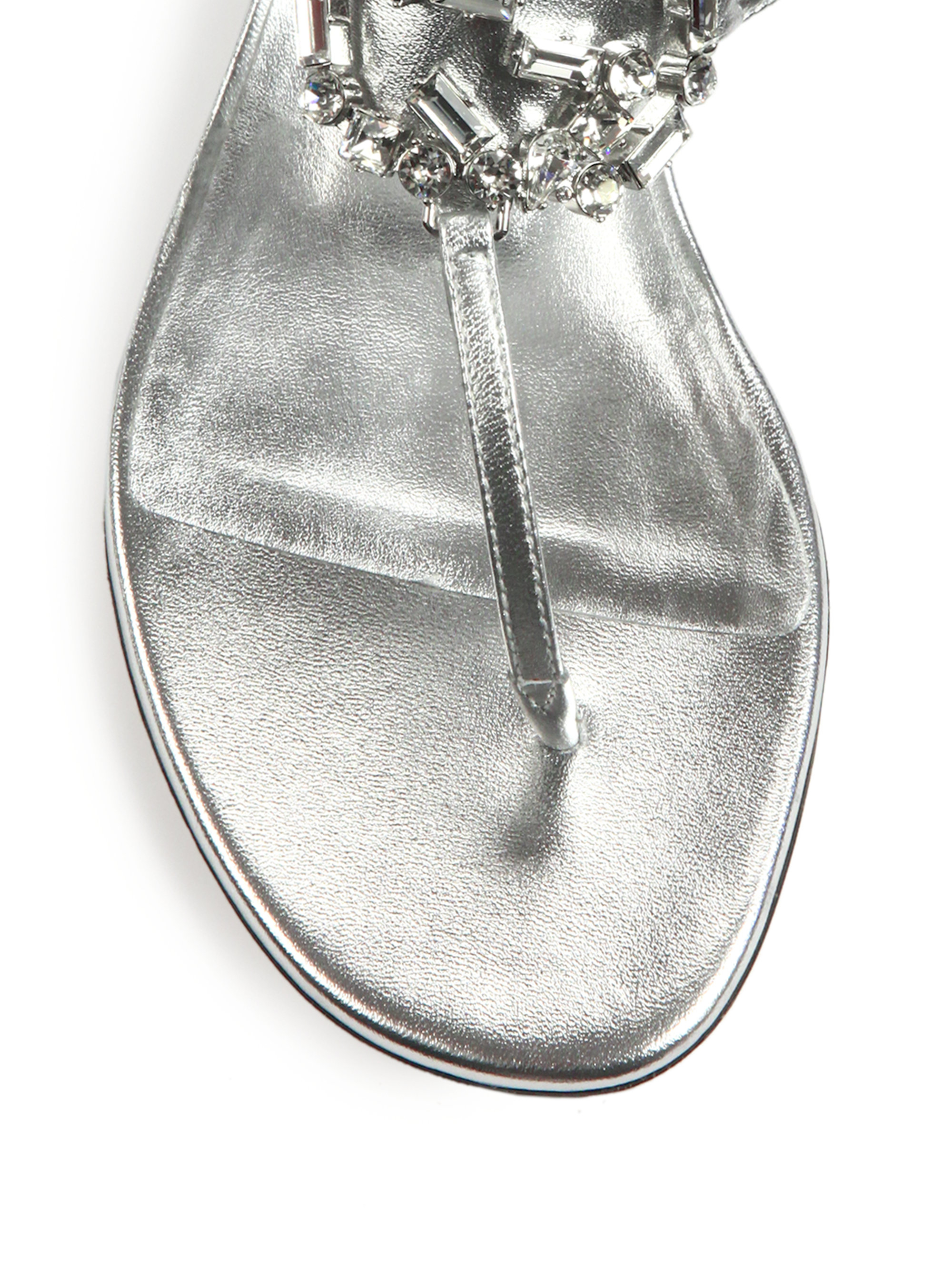 Lyst - Gucci Gg Crystal Metallic Leather Sandals in Metallic