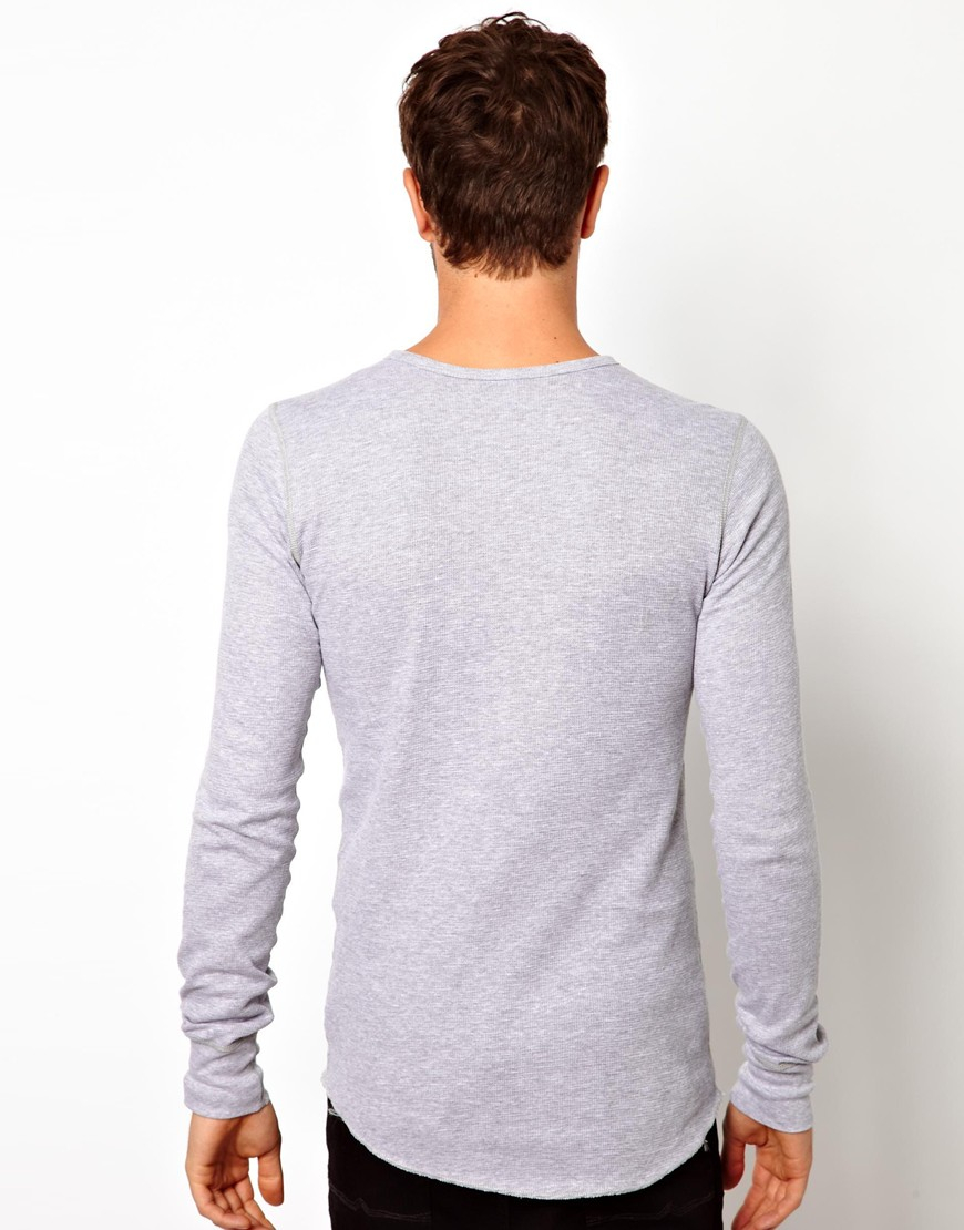 Lyst American apparel Henley Top in Gray for Men