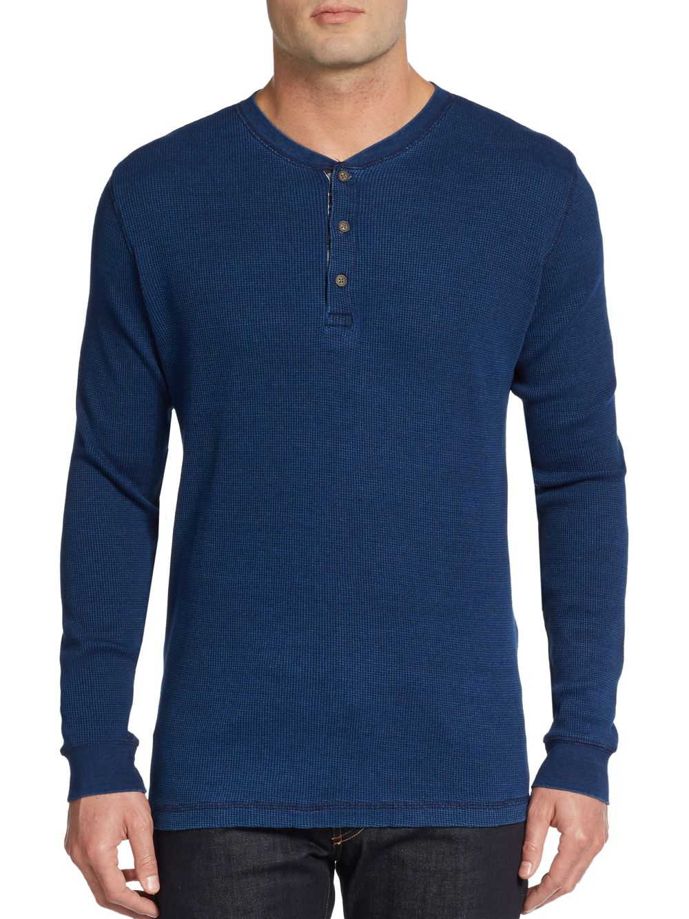 Tailor vintage Waffle-knit Henley in Blue for Men (navy) | Lyst
