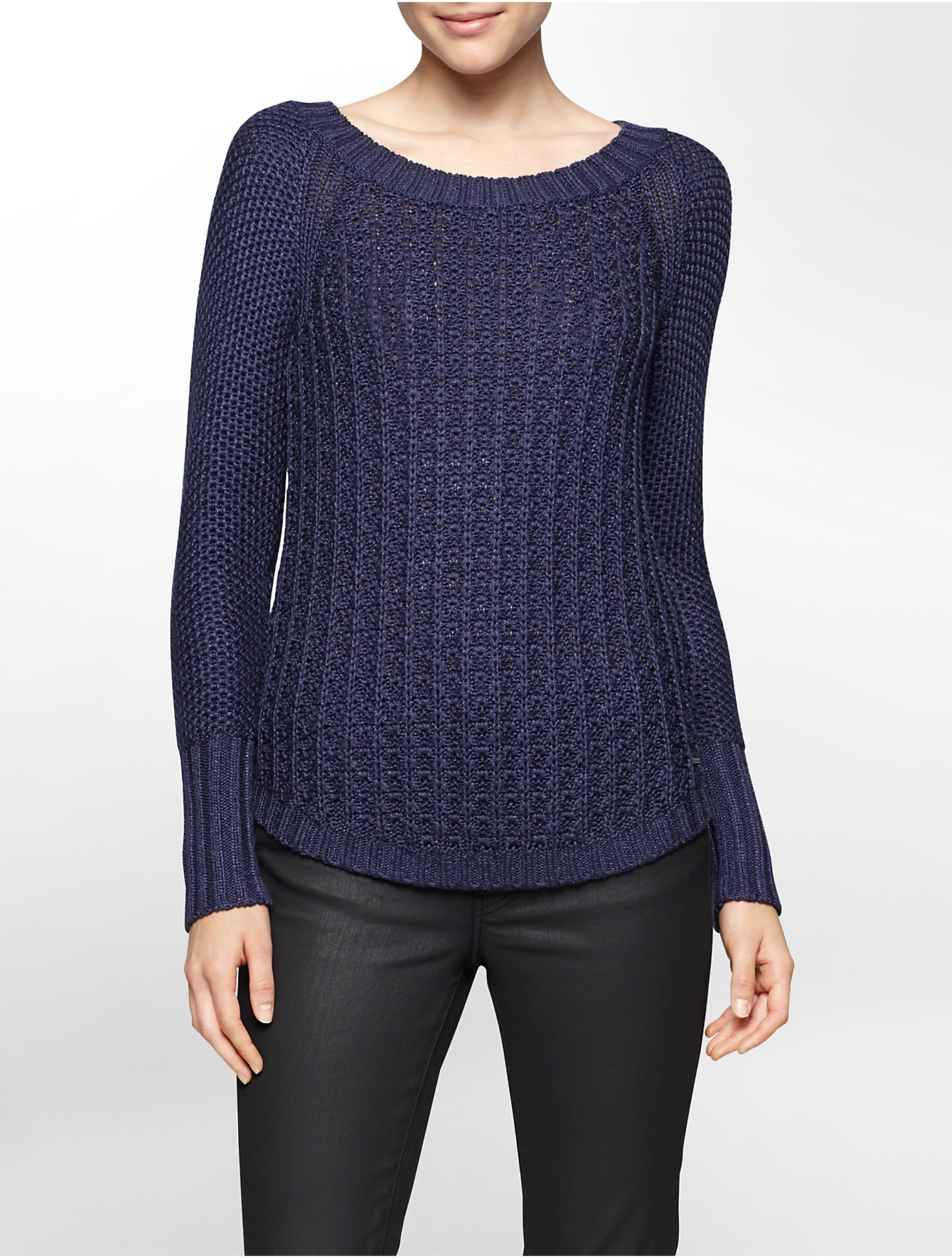 Lyst Calvin Klein Jeans Textured Open Knit Sweater in Blue