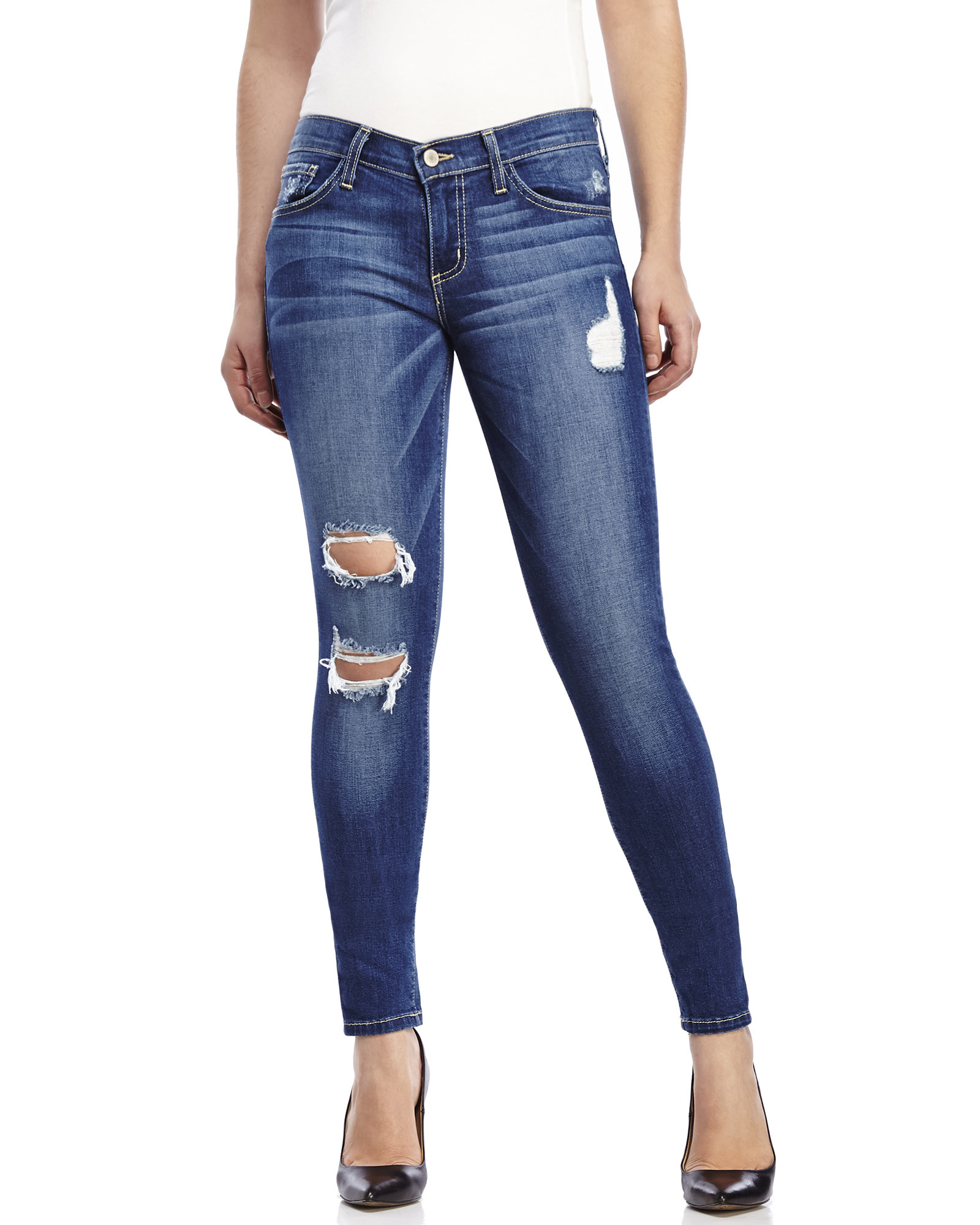 Flying monkey Ripped Front Skinny Jeans in Blue | Lyst