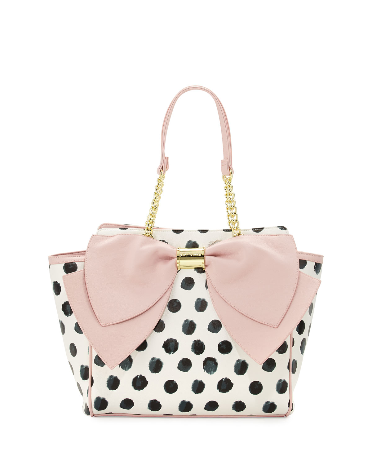 Lyst Betsey Johnson Signature Bow Polka Dot Tote Bag In Black Gallery