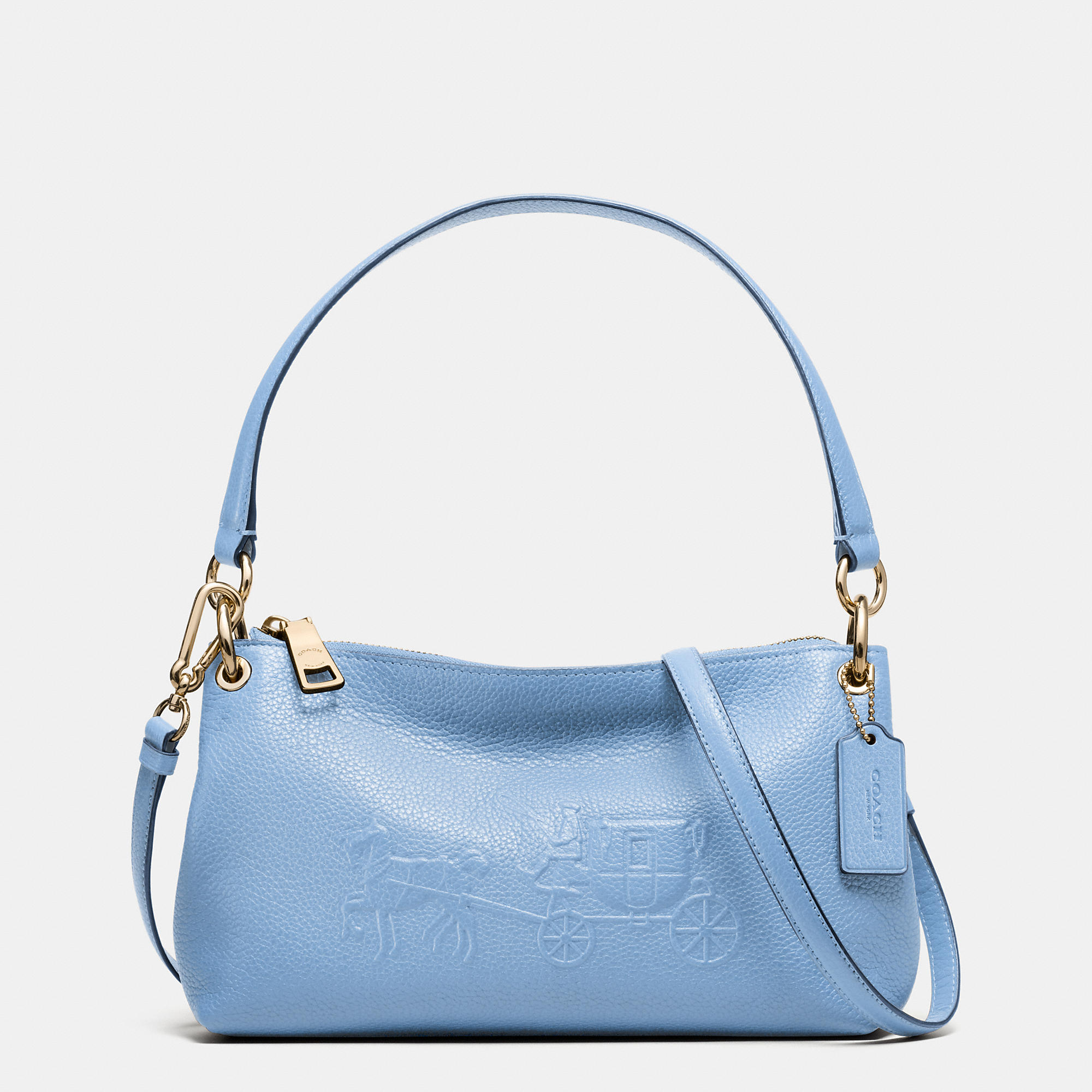 Coach Embossed Horse And Carriage Charley Crossbody In Pebbled Leather ...