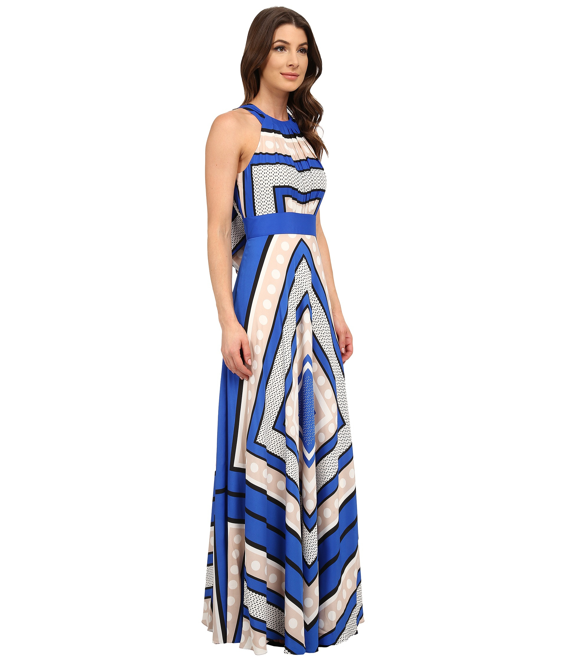 Lyst - Eliza J Halter Maxi With Inset Waist in Blue