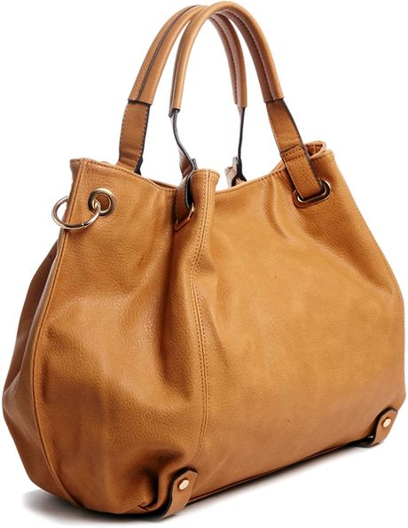 Mango Faux Leather Slouch Shoulder Bag in Brown | Lyst