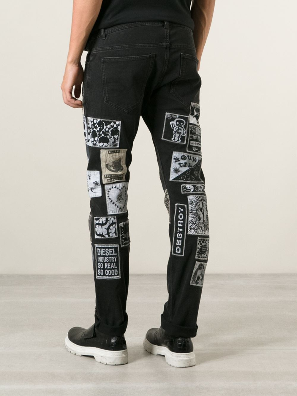 Lyst - Diesel Patch Jeans in Black for Men