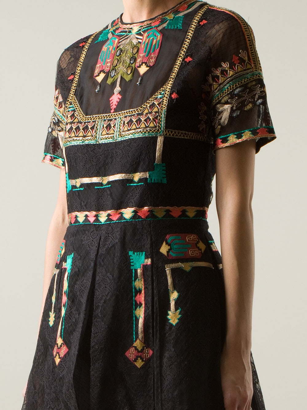 Lyst Valentino Embroidered Lace Dress In Black