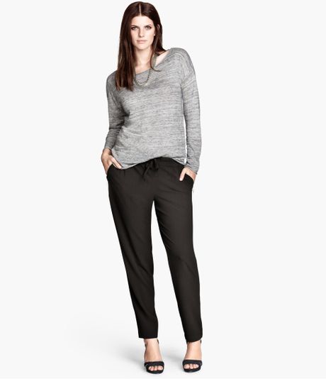 H&m Trousers Loose Fit in Black | Lyst