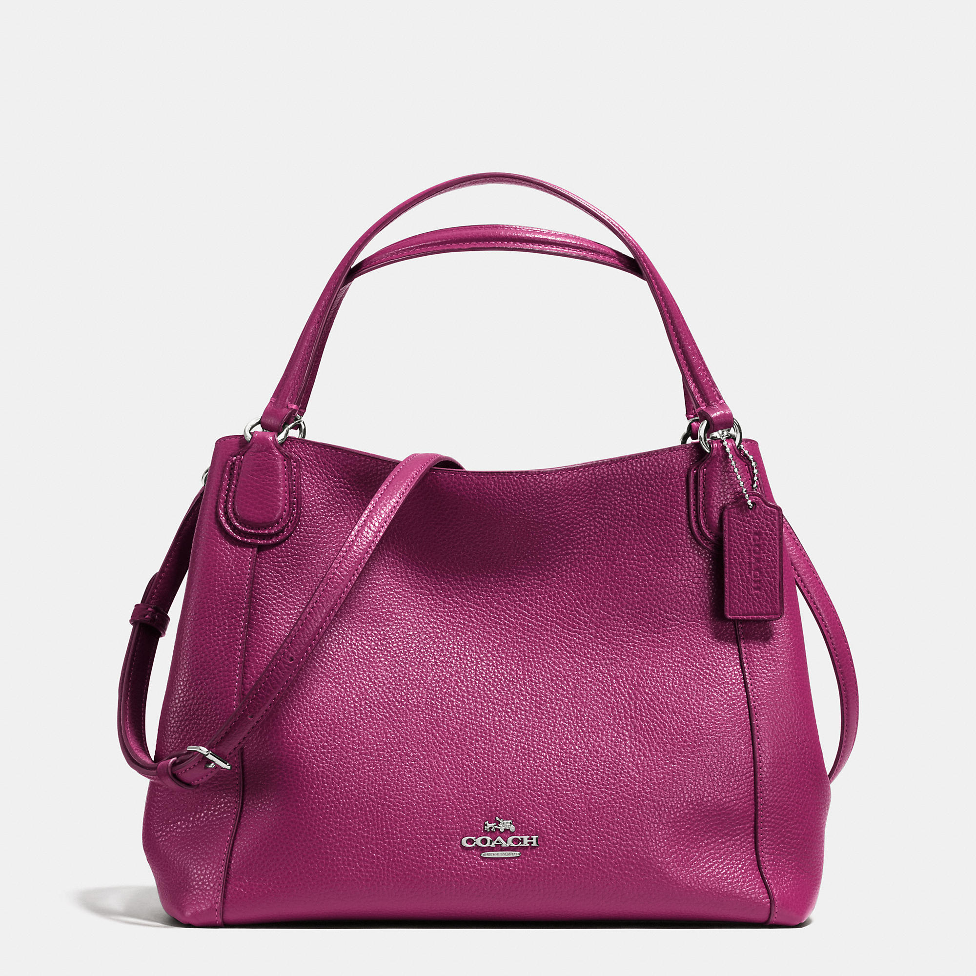 Coach Edie 28 Pebbled-Leather Shoulder Bag in Purple (SILVER/CYCLAMEN) | Lyst