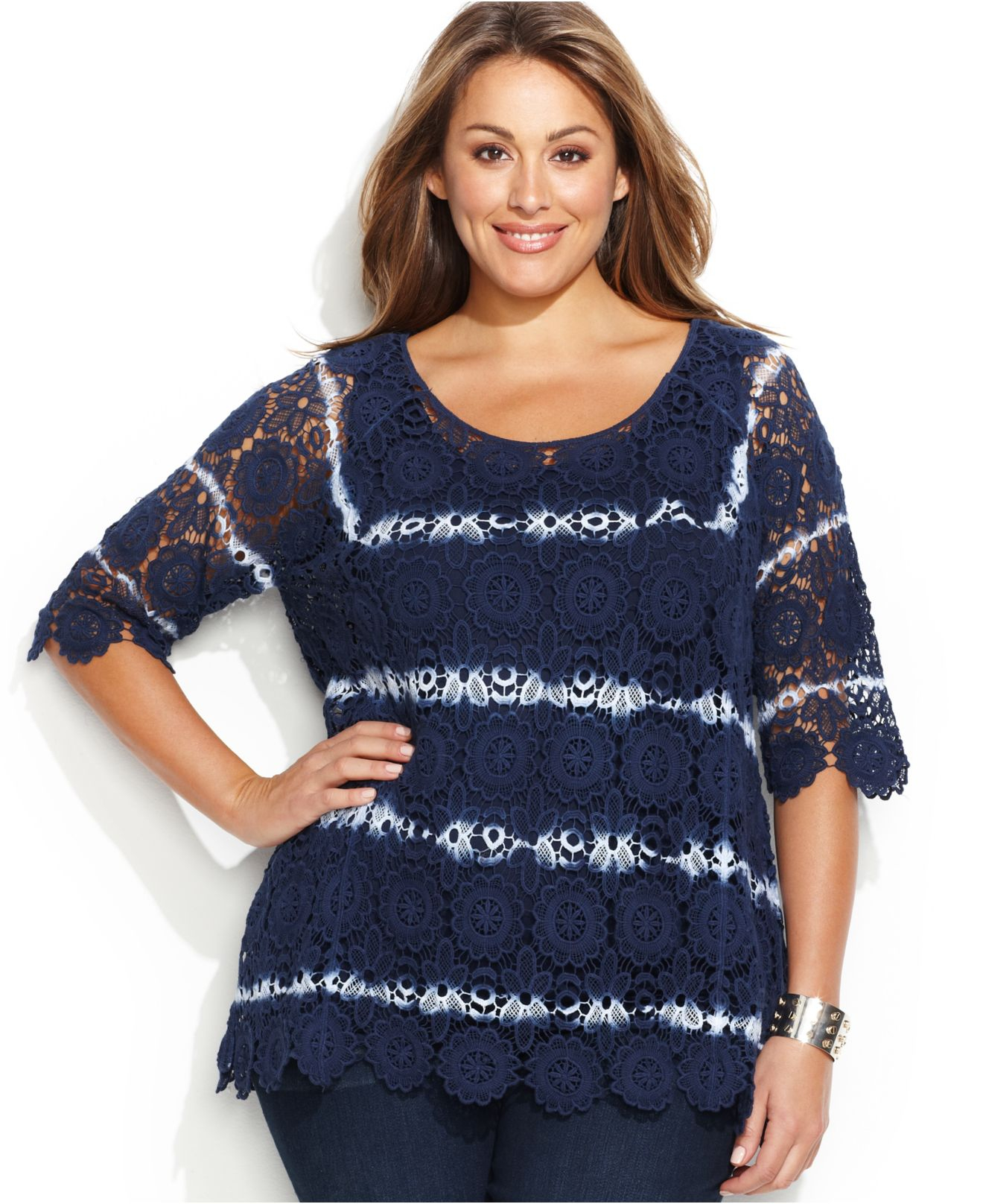 Lyst - Inc international concepts Plus Size Tie-dyed Crochet Sweater in ...