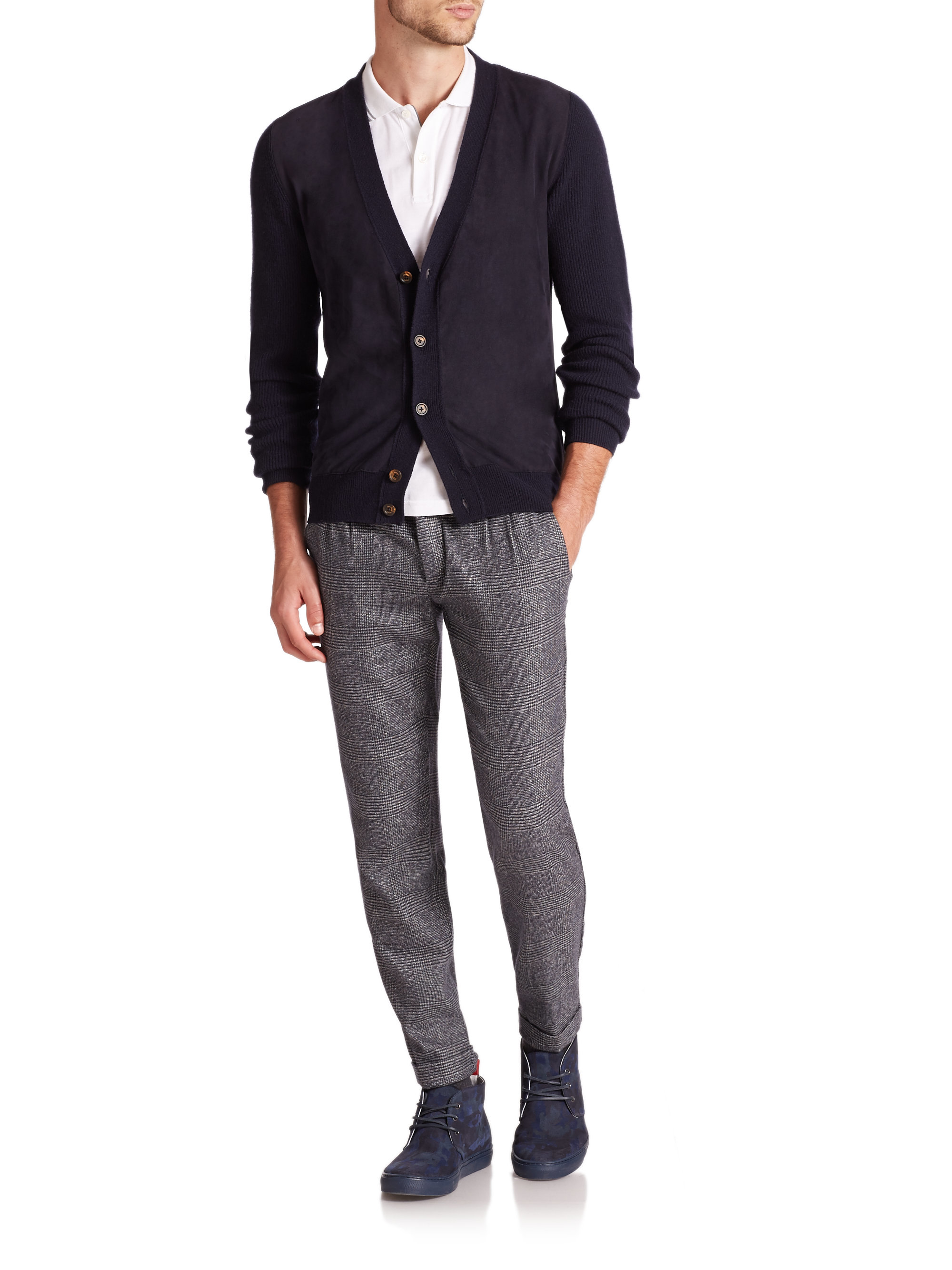 mens suede cardigan