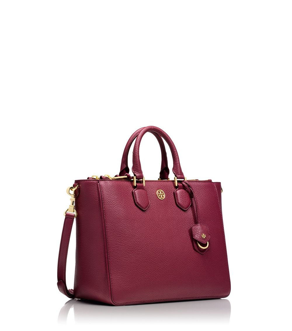 Lyst - Tory Burch Robinson Pebbled Square Tote in Pink