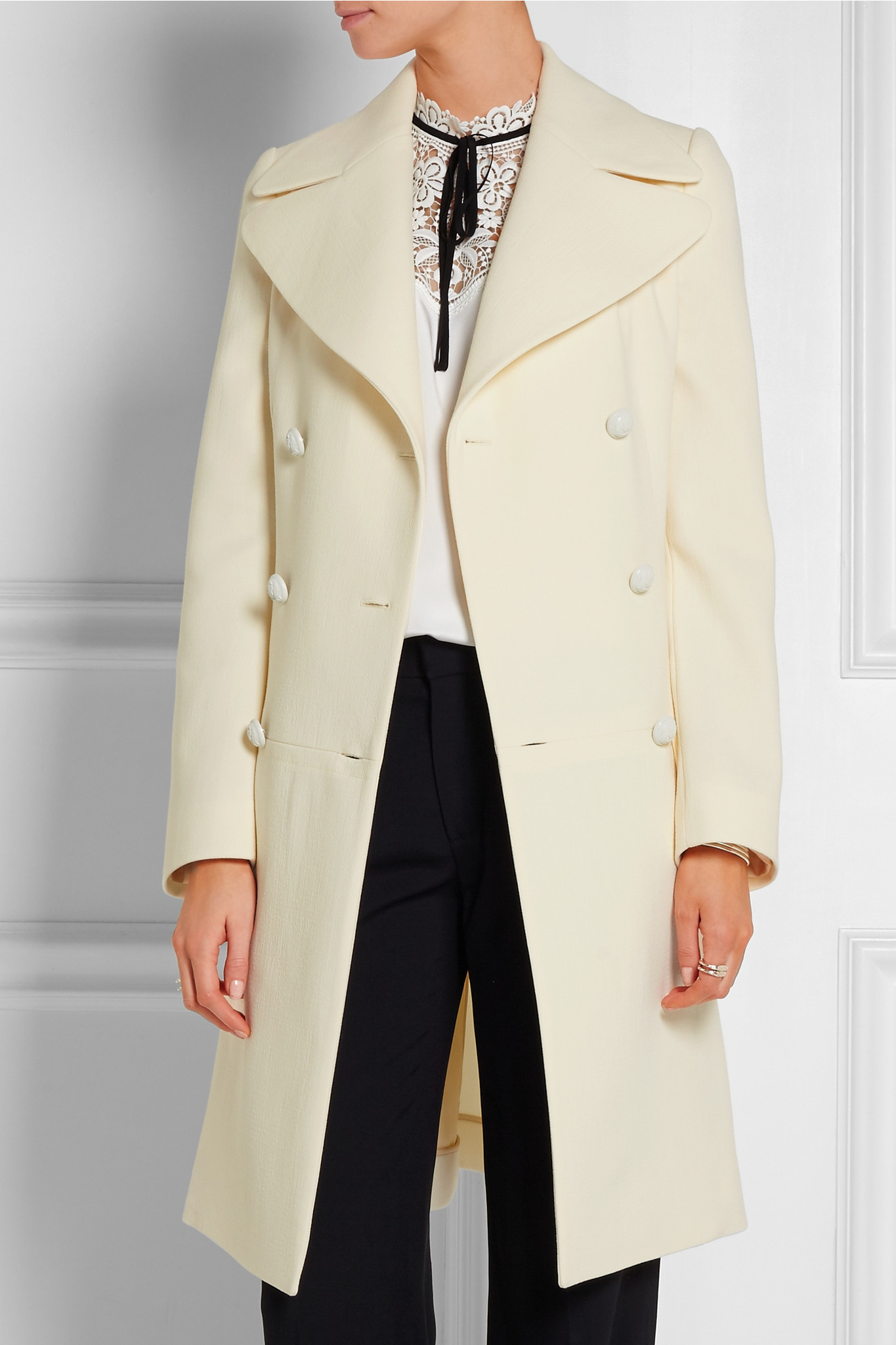 Chloé Chloé Double-breasted Wool-crepe Coat - Lyst