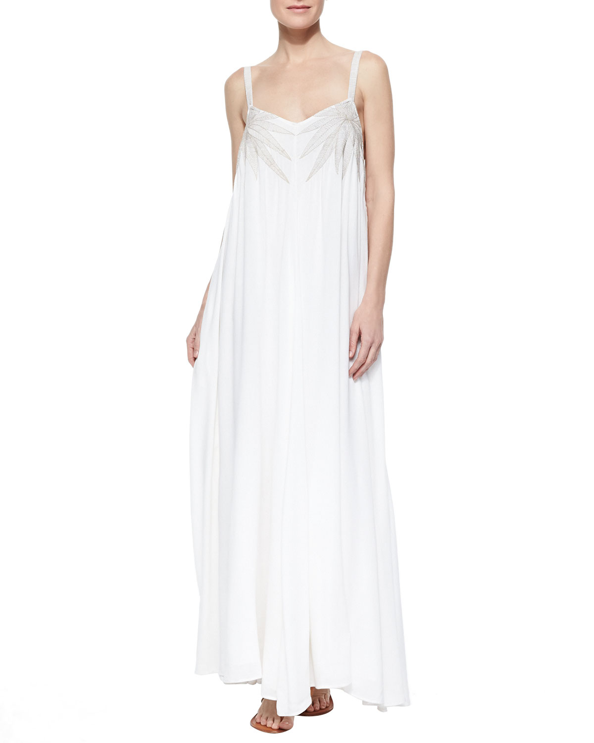 Mara Hoffman Embroidered Gauze Maxi Dress in White | Lyst