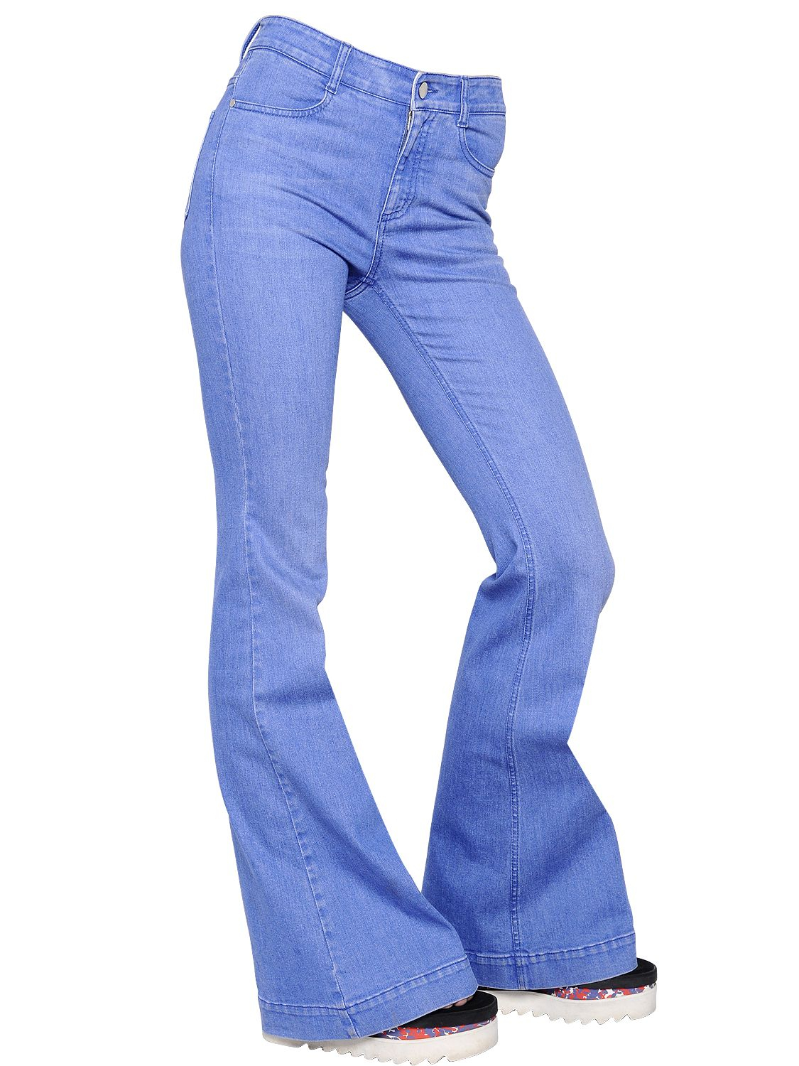 frame size jeans McCartney Cotton Denim Cut Boot Light Blue Stella in Jeans