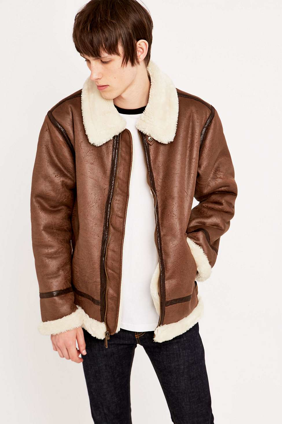 Alpha industries B-3 Sherpa Bomber Jacket in Brown for Men | Lyst