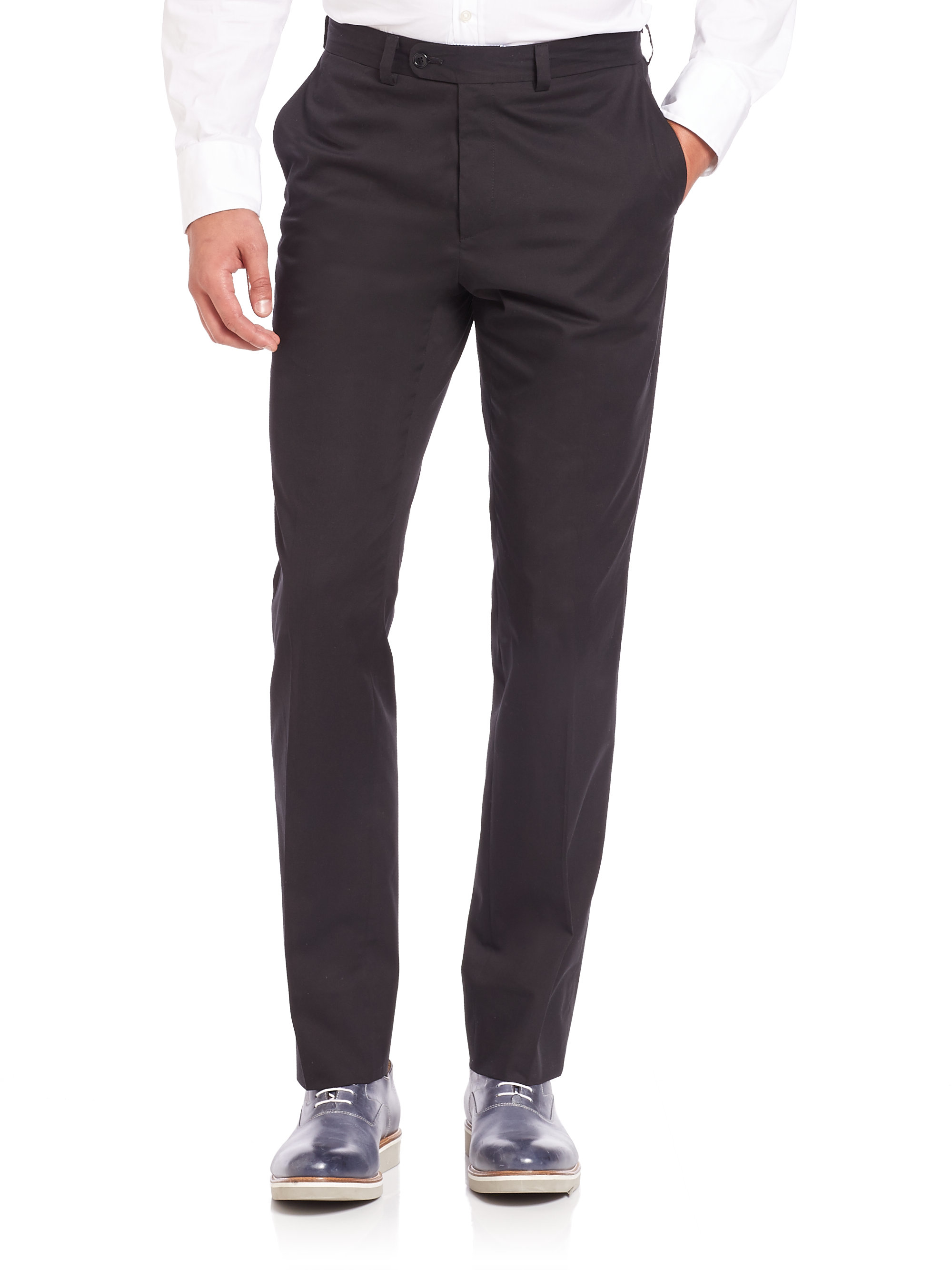 Saks fifth avenue Stretch Cotton Trousers in Black for Men | Lyst