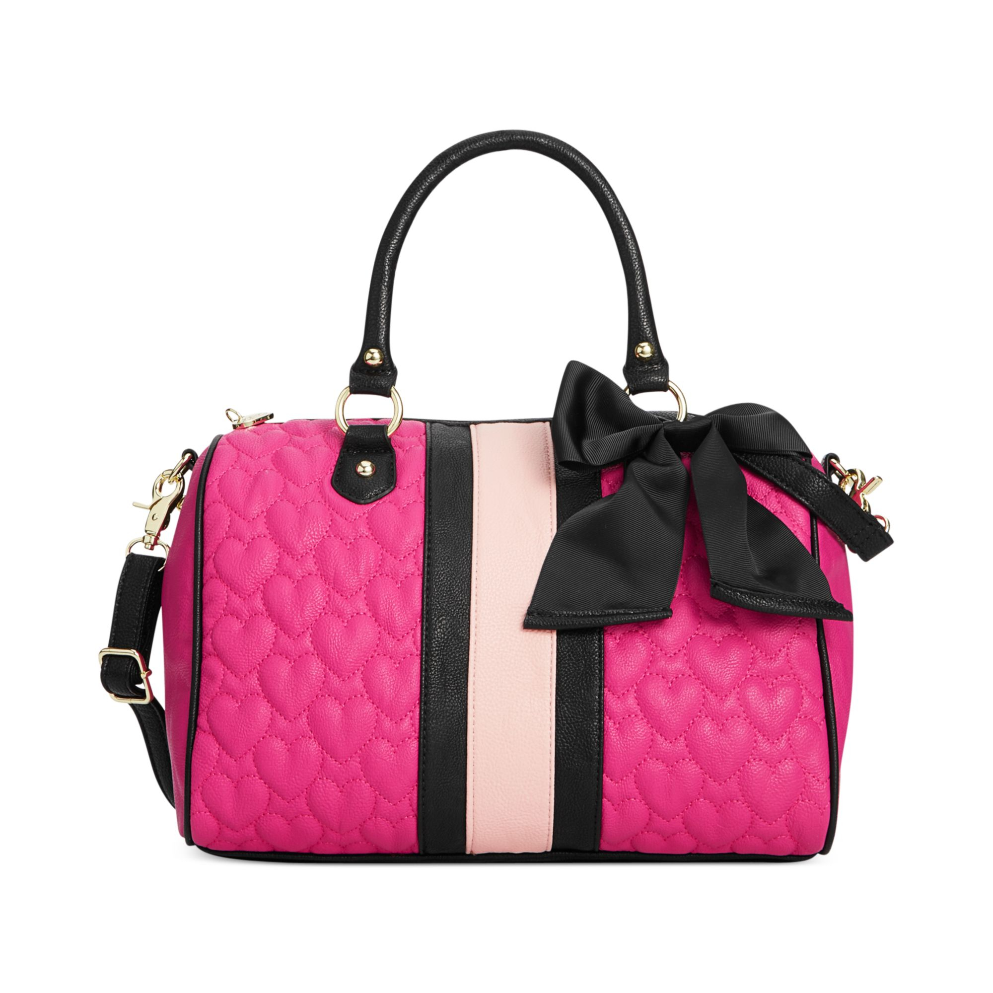 Betsey Johnson Satchel in Black (Pink Stripe) | Lyst