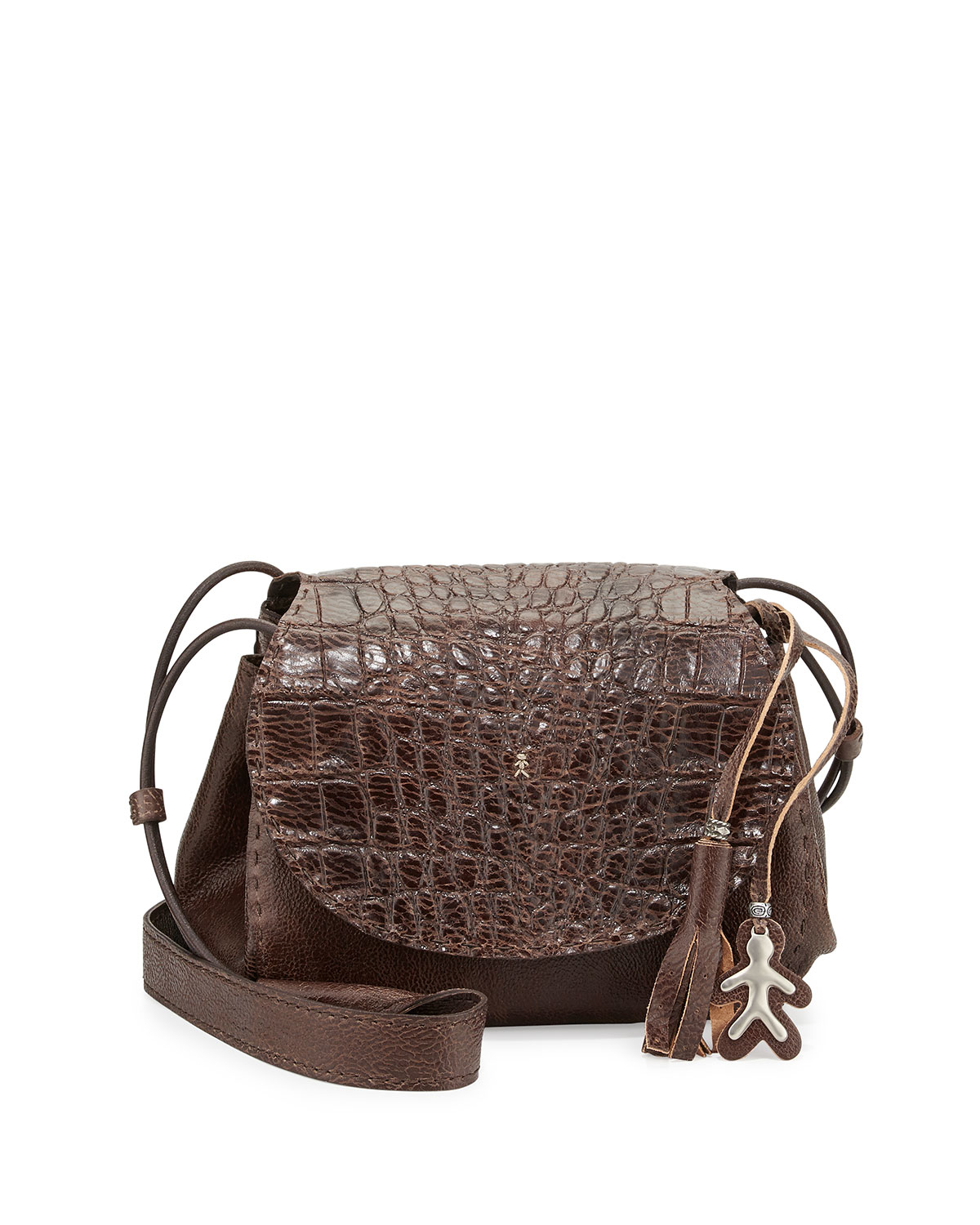 Lyst - Henry Beguelin Molly Small Croc-Stamped Messenger Bag in Brown