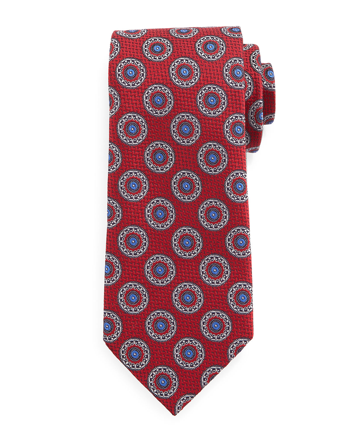 Ermenegildo Zegna Circle-medallion Print Silk Tie in Red for Men - Lyst
