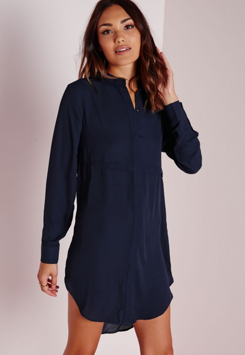 navy blue button up dress