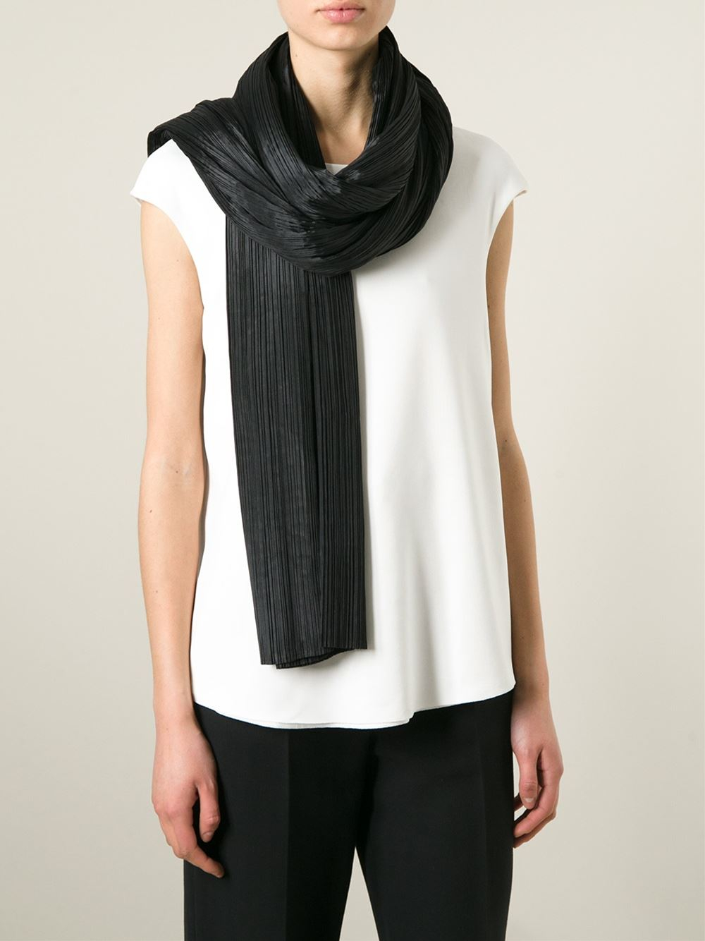 Lyst - Pleats Please Issey Miyake Pleated Scarf in Black