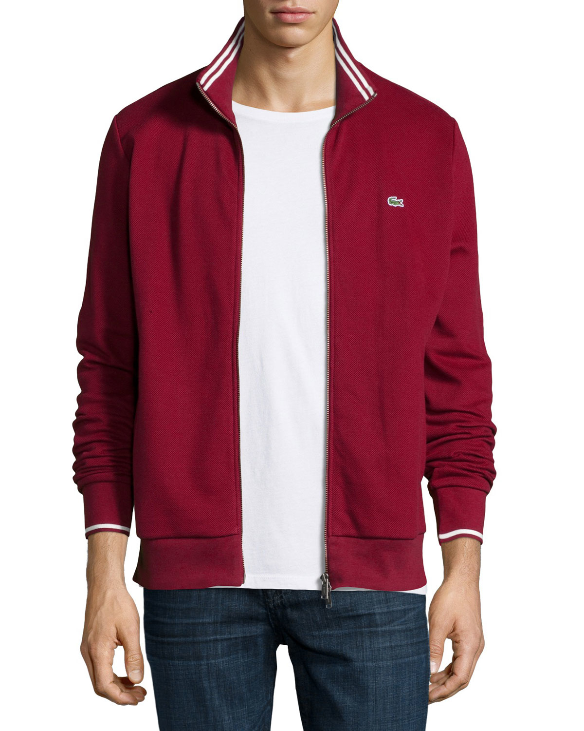Lyst - Lacoste Full-zip Tipped Track Jacket in Red for Men
