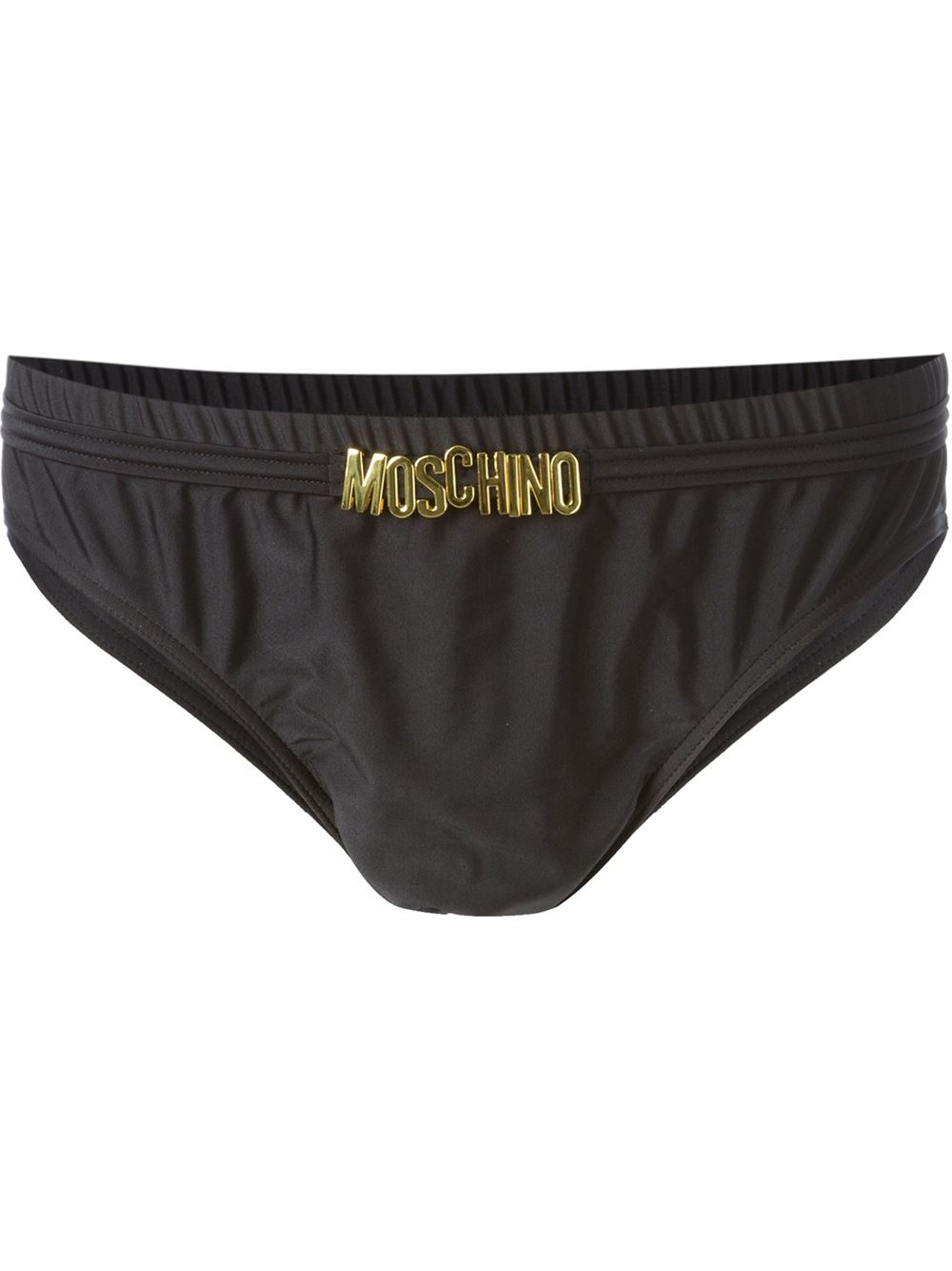 Lyst Moschino Logo Plaque Swim Briefs in Black for Men