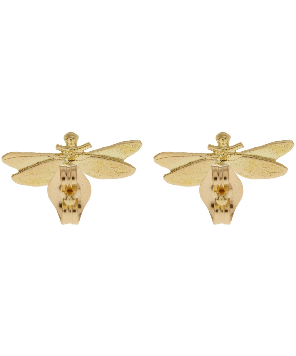 Lyst Alex Monroe 18ct Gold Y Tiny Dragonfly Stud Earrings In Gallery