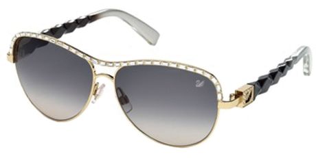 Swarovski Aviator Sunglasses in Gold (gold/grey) | Lyst